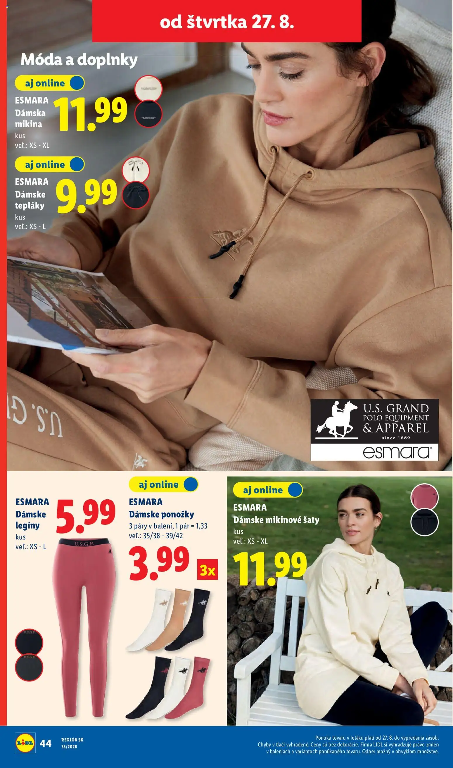 Nové Lidl akcie – leták je platný od 24.08.2026 | Strana: 86 | Produkty: Šaty, Mikina, Ponožky, Legíny