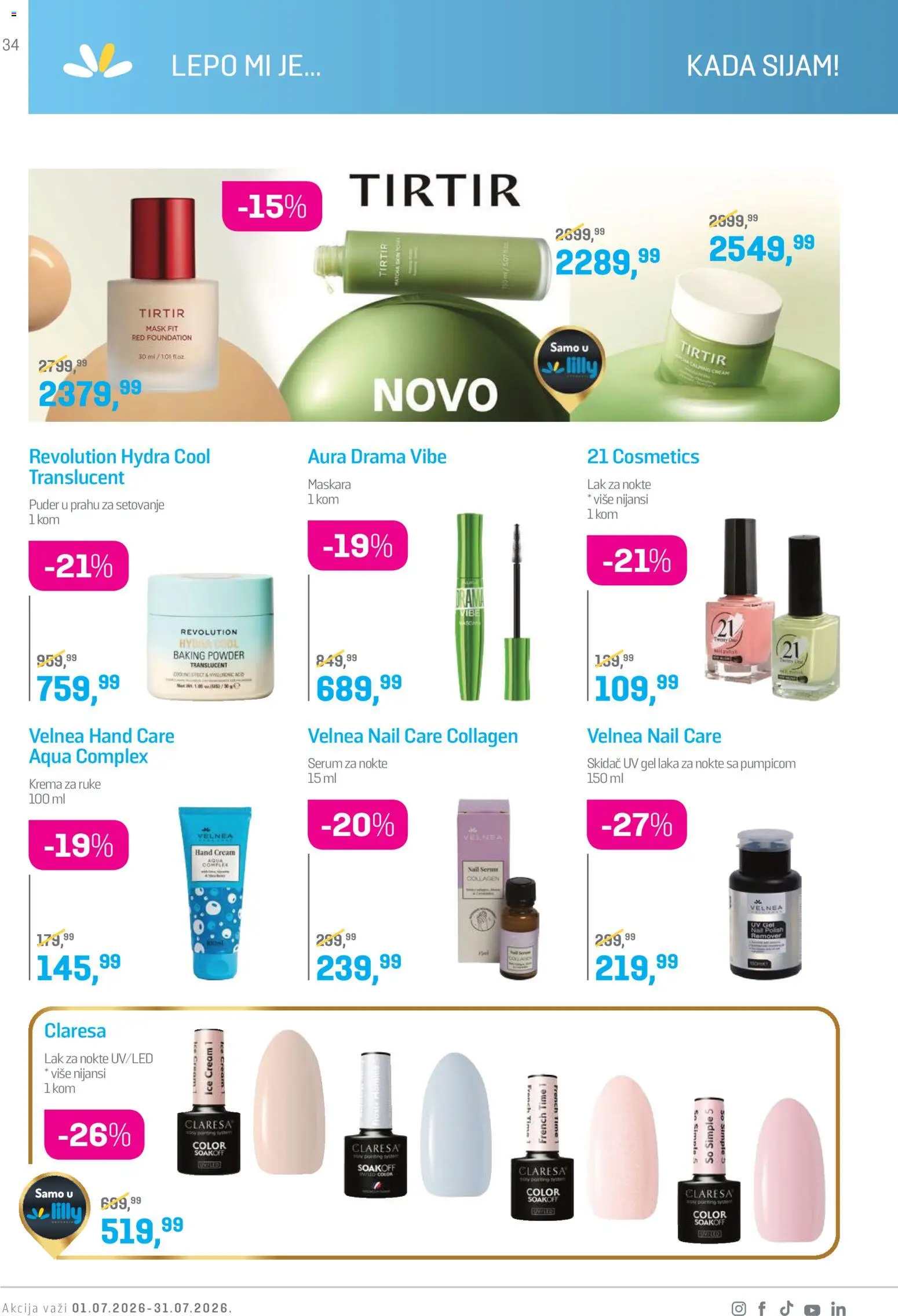 Lilly drogerie katalog - važi od 01.07.2026 | Strana: 34 | Proizvode: Puder, So, Maskara, Lak za nokte