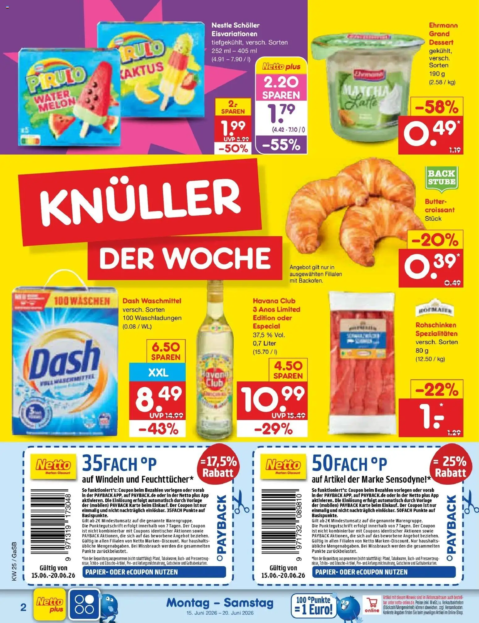 Netto Marken-Discount Prospekt Bremen-Lesum – gültig ab 14.06.2026 | Seite: 2 | Produkte: Havana club, Butter, Croissant, Waschmittel