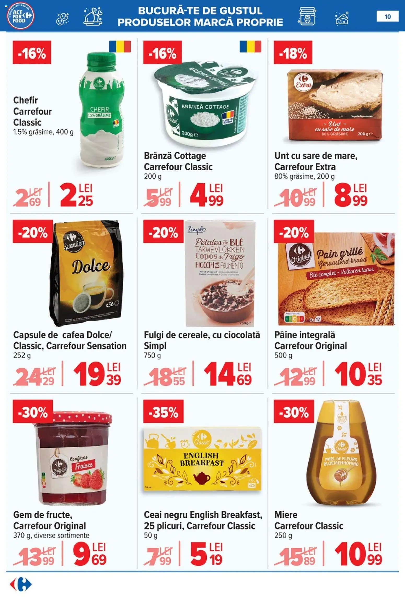 Noul catalog Carrefour – valabil de la 10.06.2026 | Pagină: 10 | Produse: Brânză, Ciocolată, Fulgi, Sare