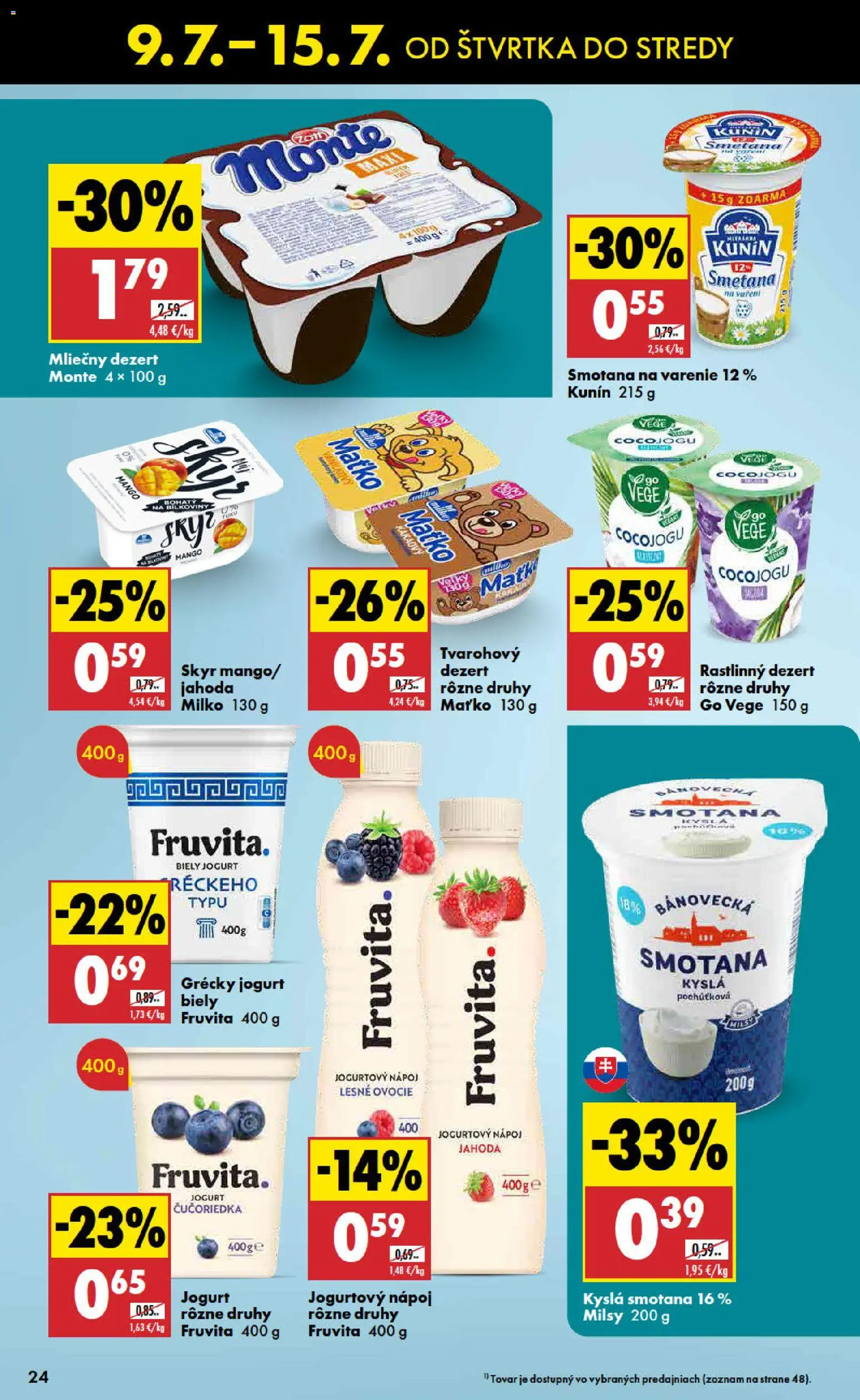 Nové Biedronka akcie – leták je platný od 09.07.2026 | Strana: 24 | Produkty: Jogurt, Smotana, Skyr, Grécky jogurt