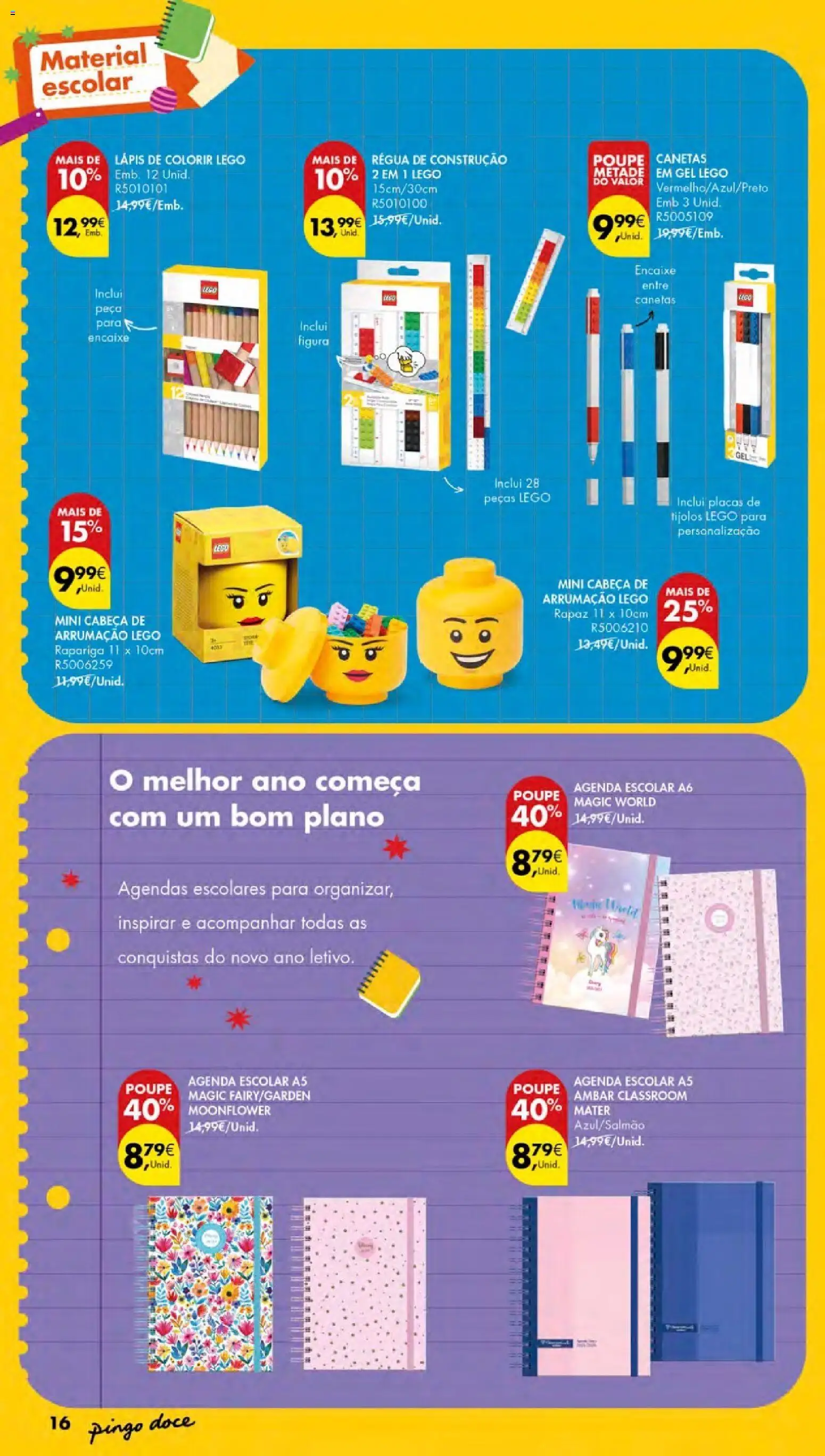 Pingo Doce Regresso às Aulas Açores │ válido de 20/08/2026 | Página: 16 | Produtos: Tijolos, LEGO