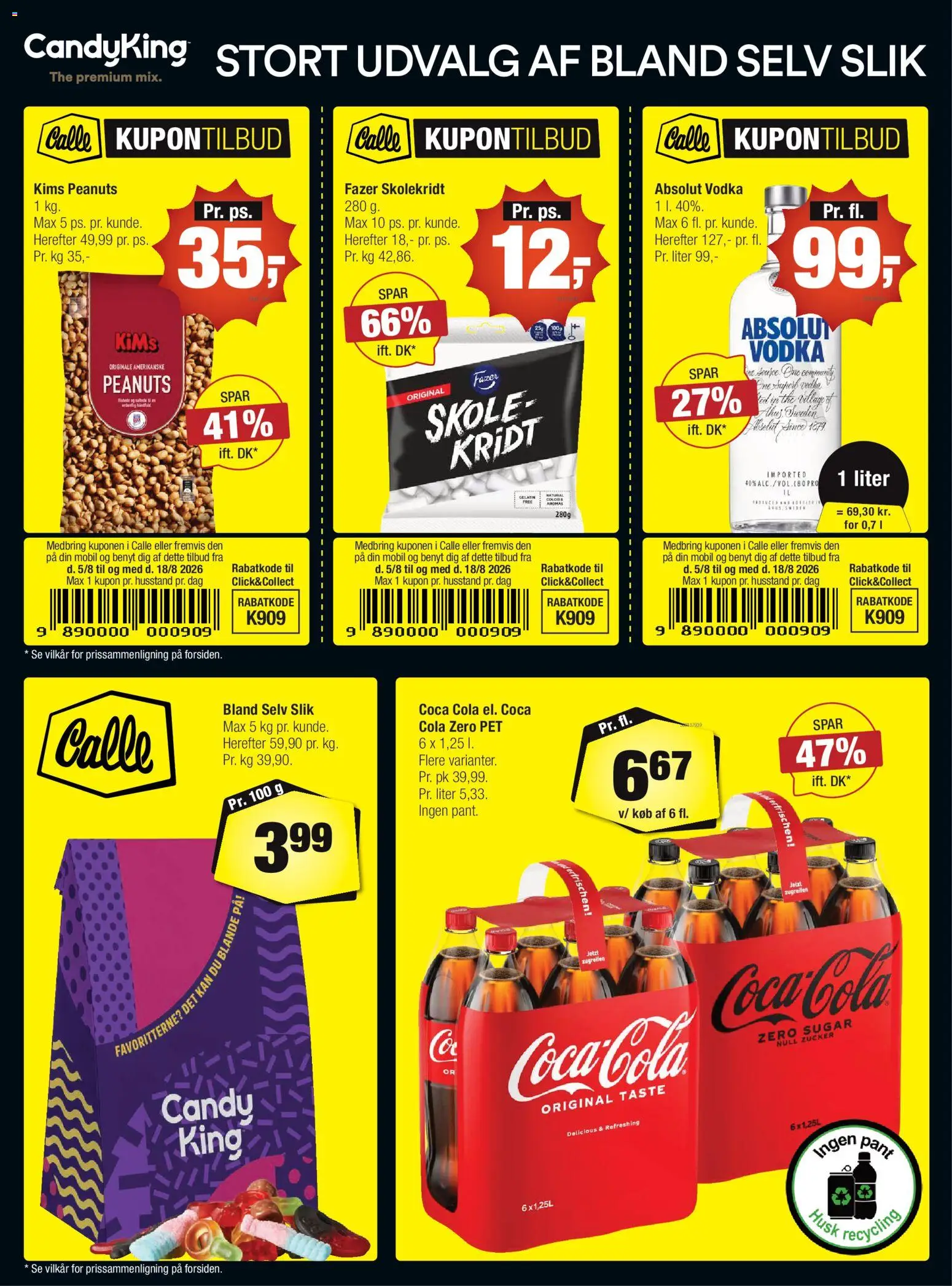 Calle tilbudsavis – gyldig fra 05/08/2026 | Side: 2 | Produkter: Coca Cola, Slik, Vodka, Cola