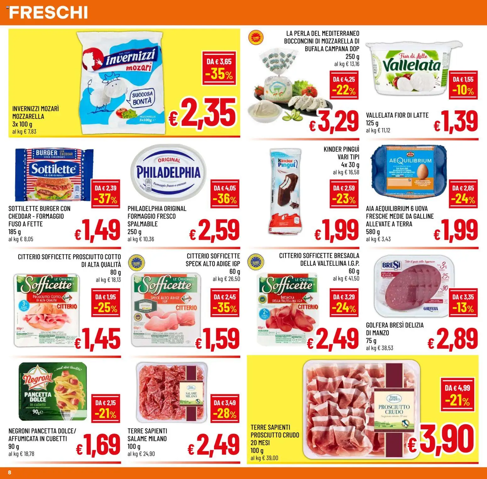 Volantino A&O del 27.05.2026 | Pagina: 8 | Prodotti: Uova, Manzo, Pancetta, Formaggio