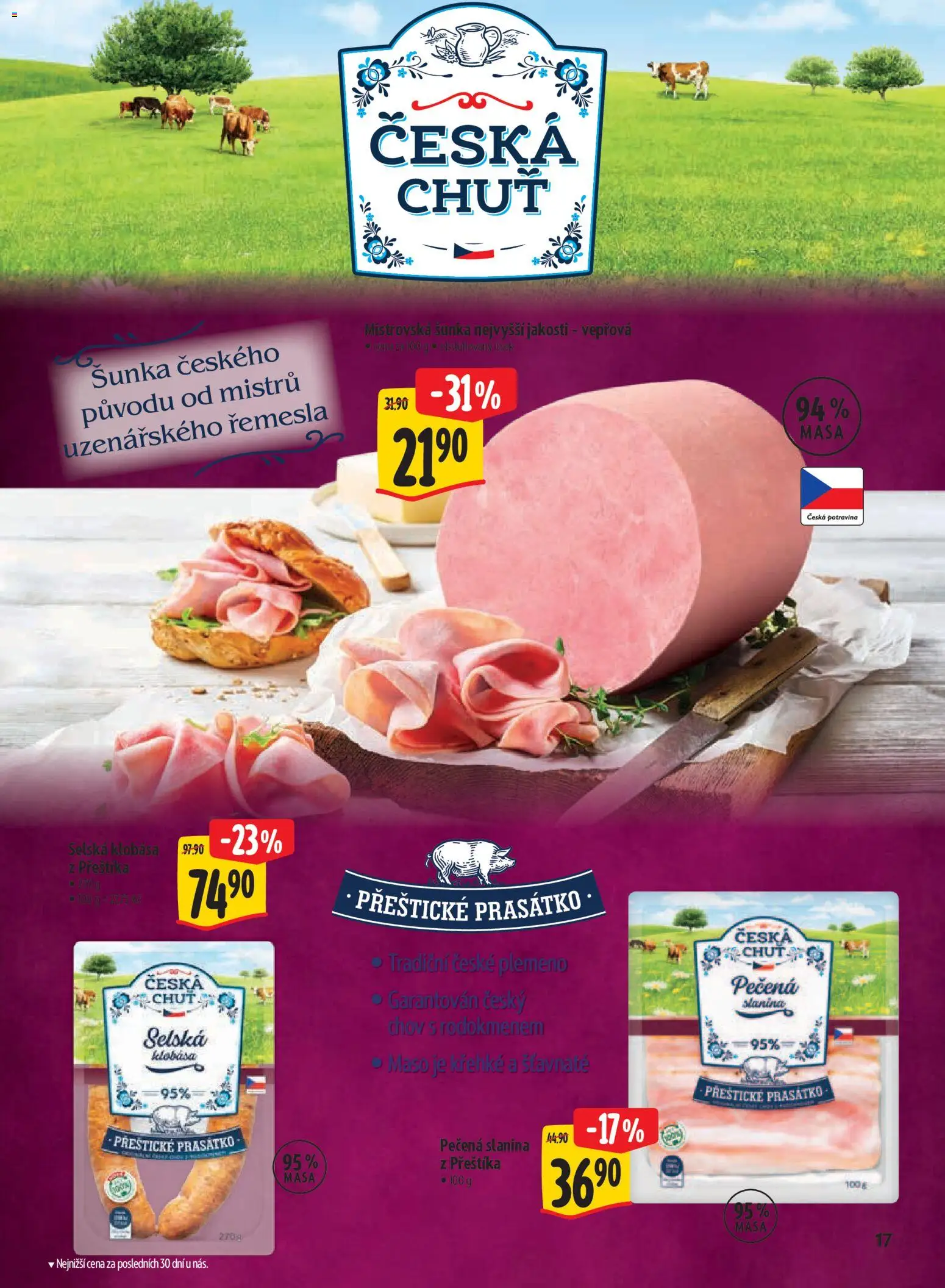 Albert leták - Supermarket Kouzlo Vánoc od 29.10.2026 | Strana: 17 | Produkty: Šunka, Klobása, Maso, Slanina