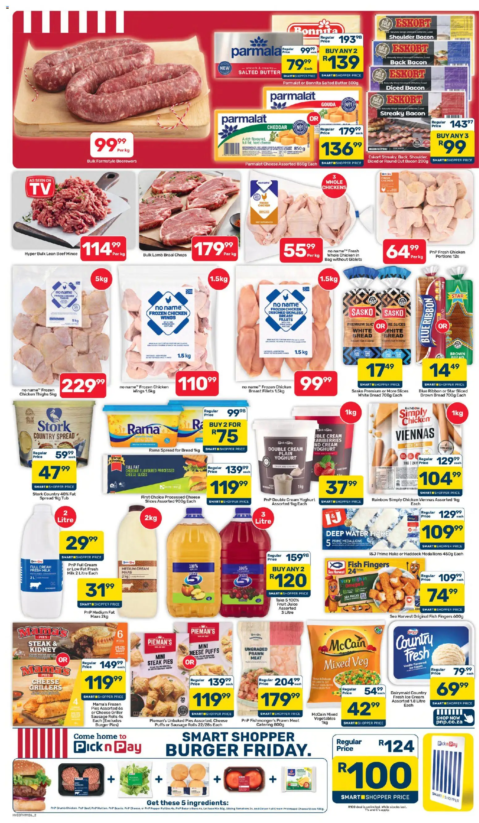New Pick n Pay catalogue – valid from 25/08/2026 | Page: 2 | Products: Puff pastry, Spread, Bread, Beef