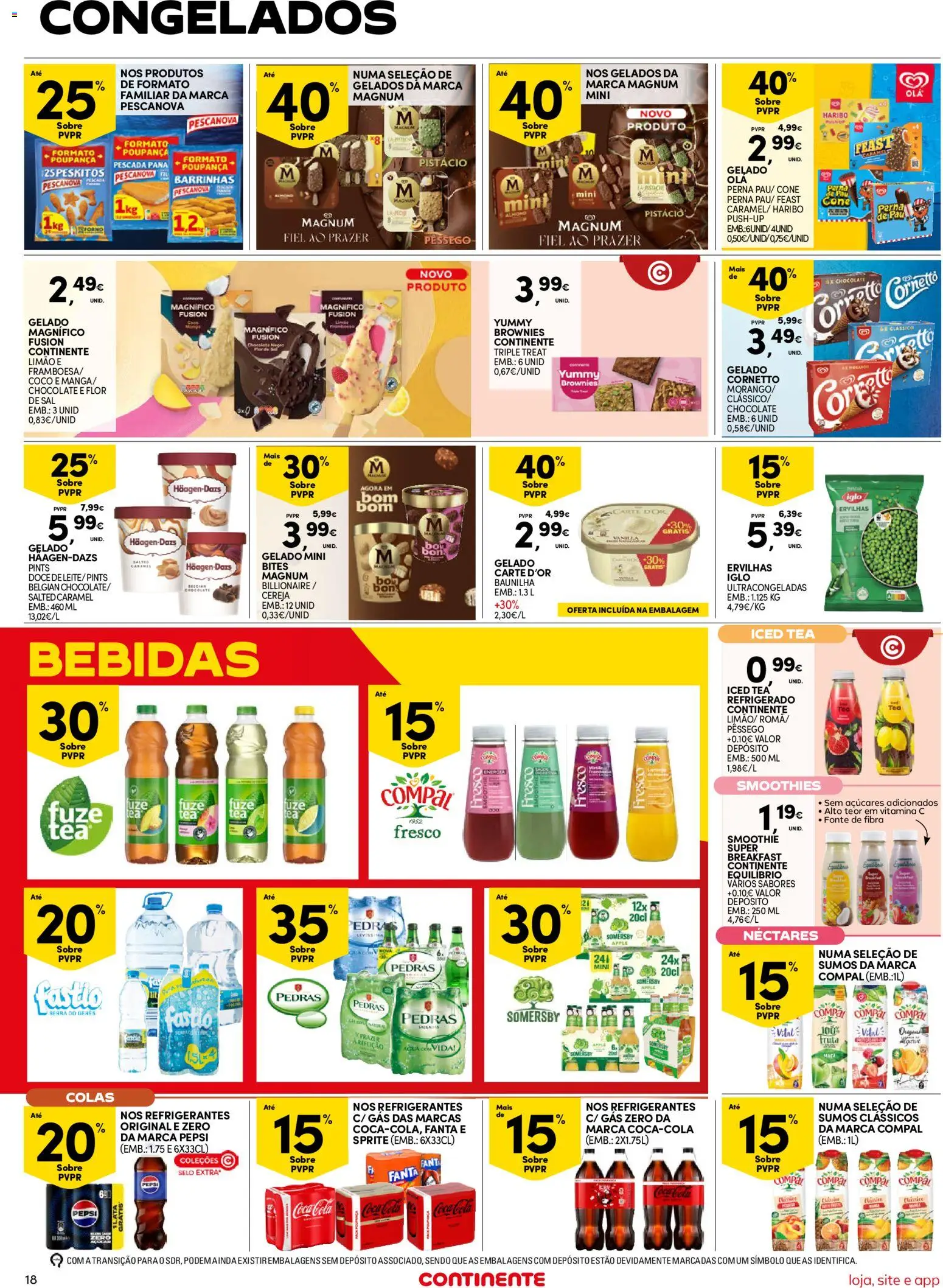 Continente Semanal Continente Bom Dia │ válido de 16.06.2026 | Página: 18 | Produtos: Fanta, Chocolate, Coca-cola, Soda