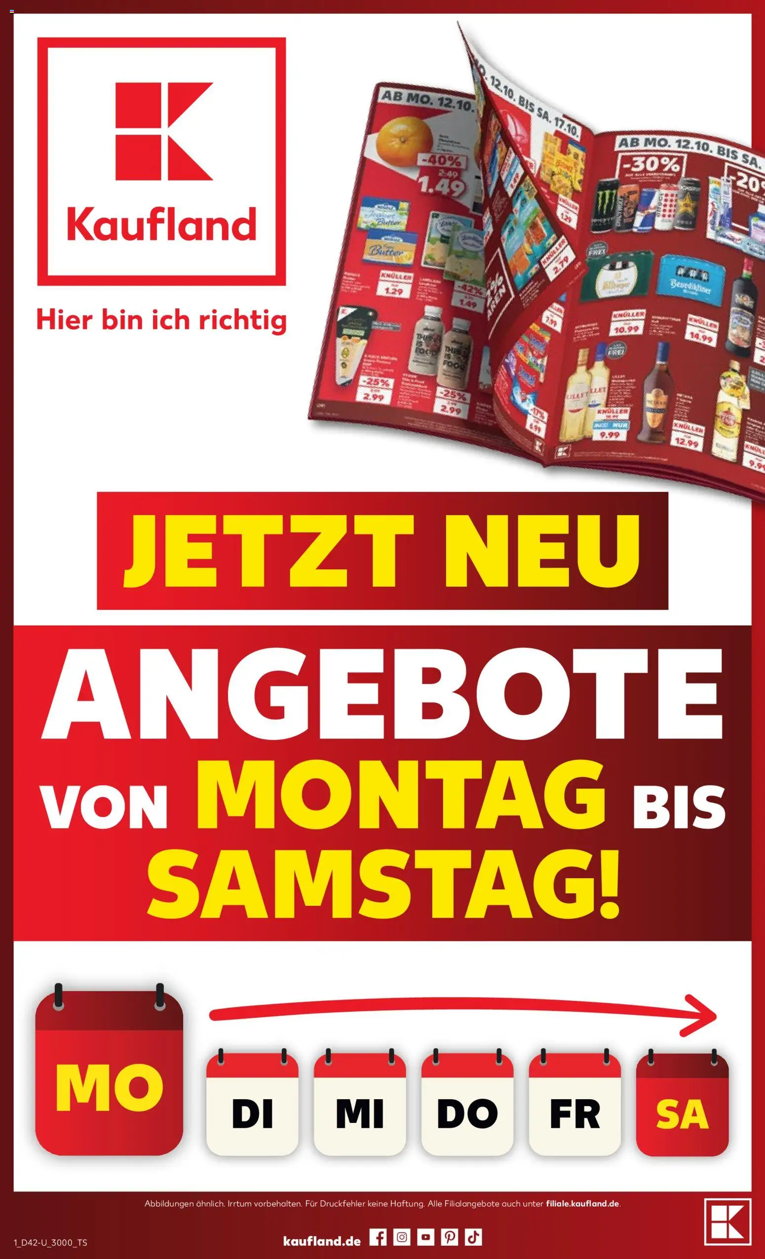 Kaufland Německo leták - Montag bis Samstag od 12.10.2026 | Strana: 1 | Produkty: Med