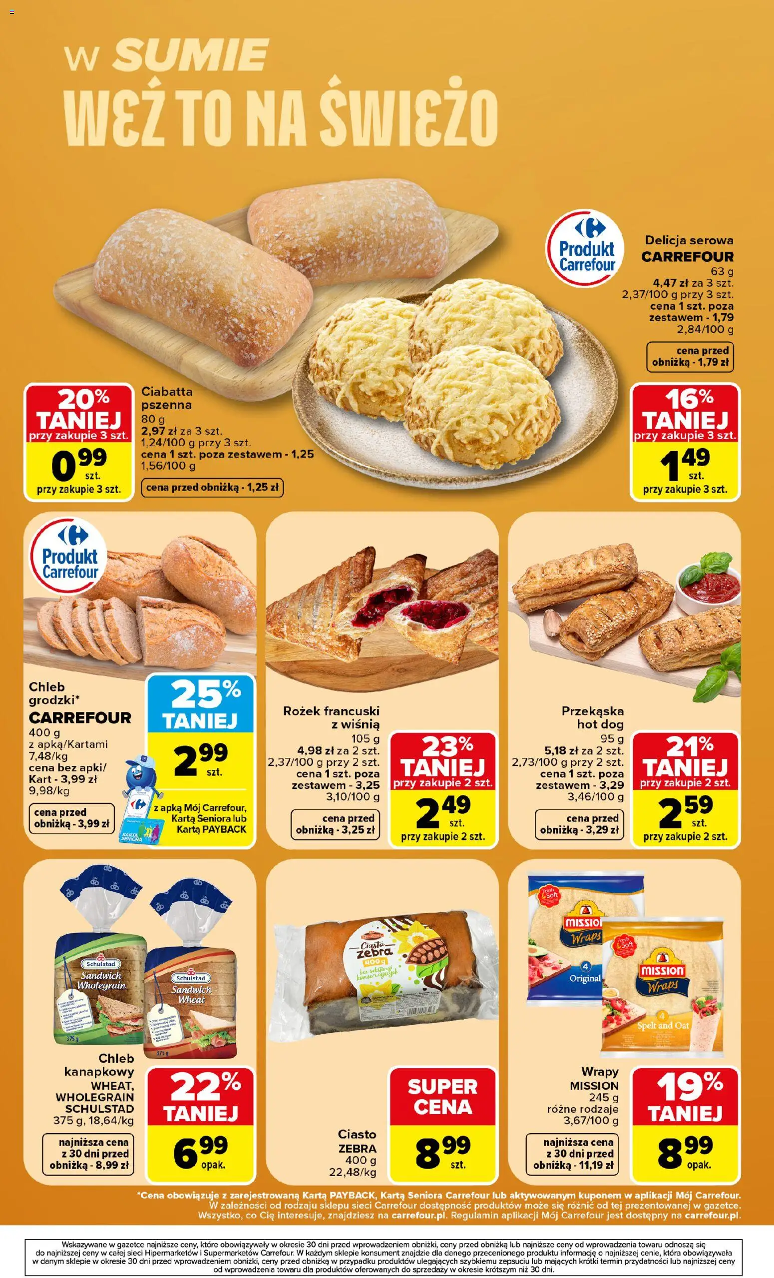 Carrefour gazetka - Weź to na świeżo od 20.07.2026 | Strona: 6 | Produkty: Karta, Sandwich, Chleb, Ciabatta