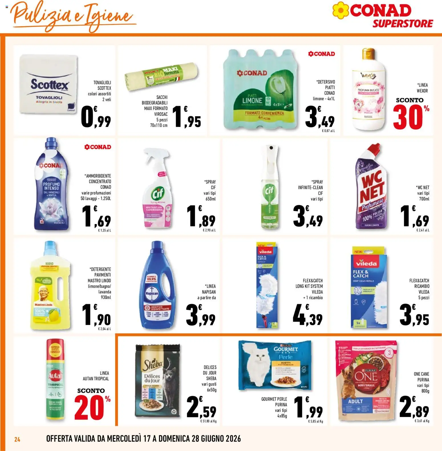 Volantino Conad del 17.06.2026 | Pagina: 24 | Prodotti: Ammorbidente, Candeggina, Limone, Profumo