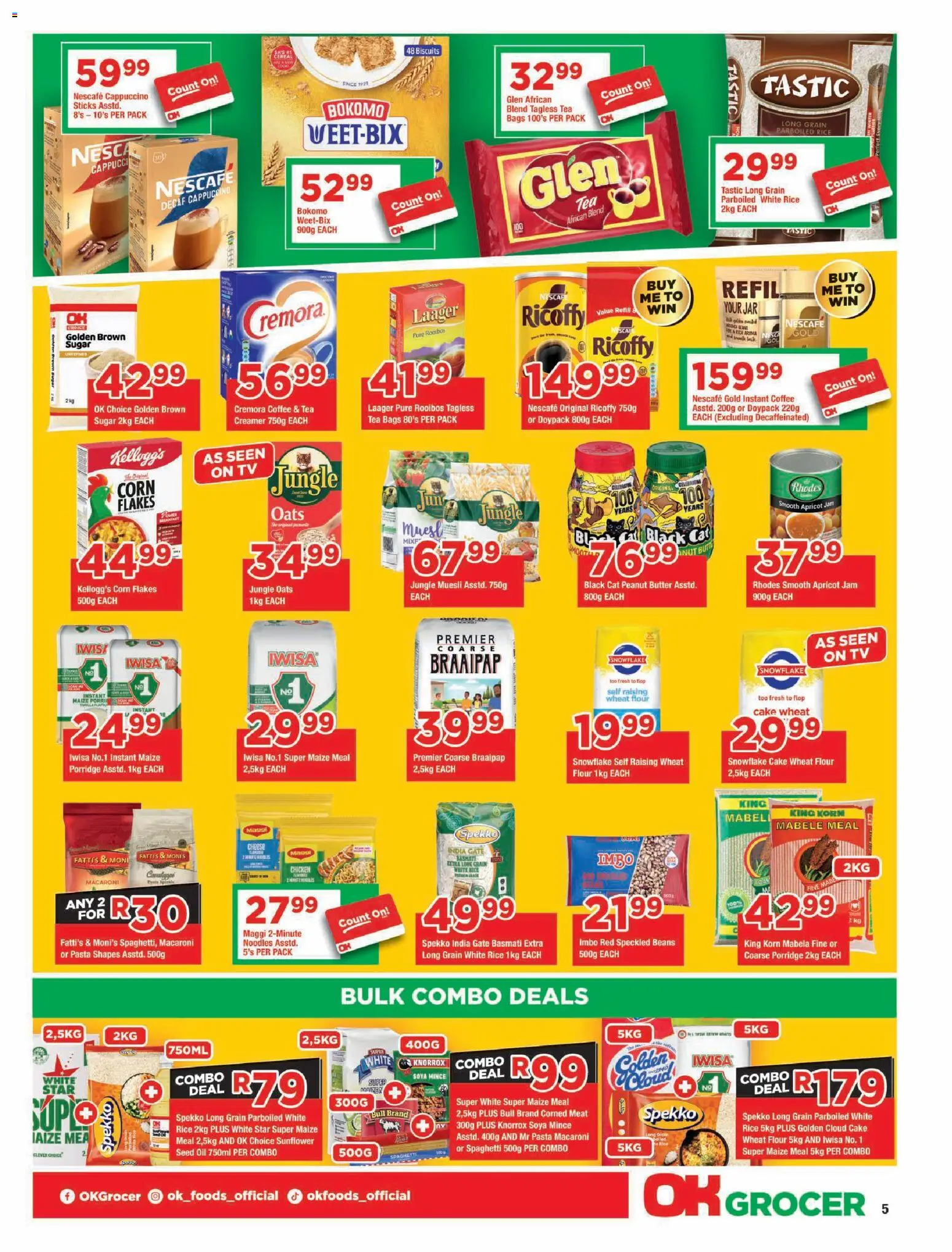 New OK Foods catalogue – valid from 23/09/2026 | Page: 5 | Products: Corn flakes, Maize meal, Spaghetti, Sugar