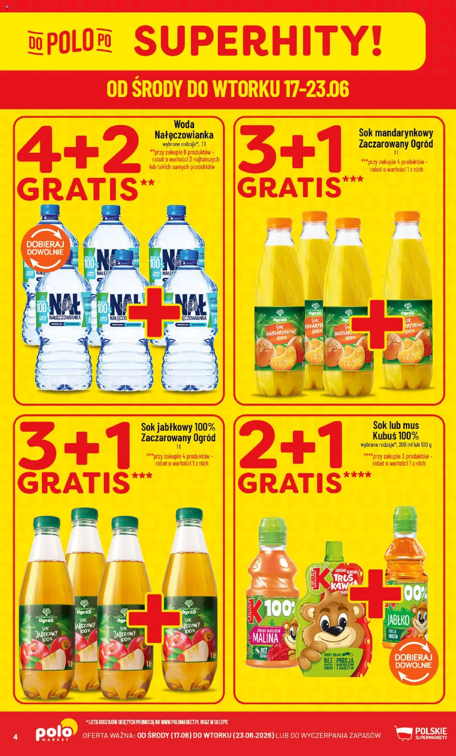 POLOmarket gazetka od 17.06.2026 | Strona: 4 | Produkty: Malina, Sok jabłkowy, Sok, Woda