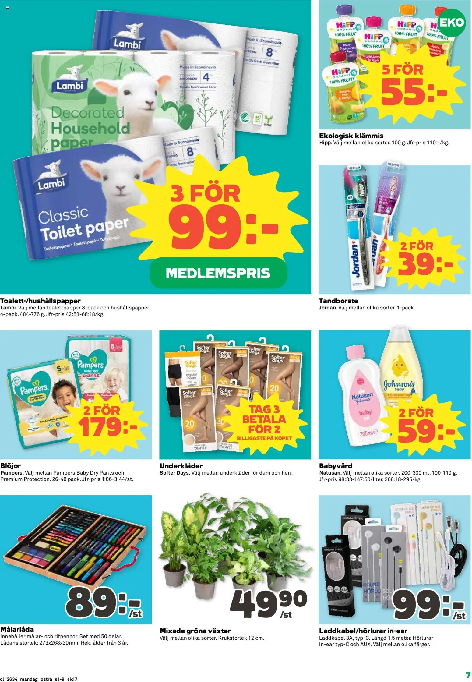 Coop Daglivs reklamblad aktuell från 17/08/2026 | Sida: 7 | Produkter: Klämmis, Tandborste, Toalettpapper, Set