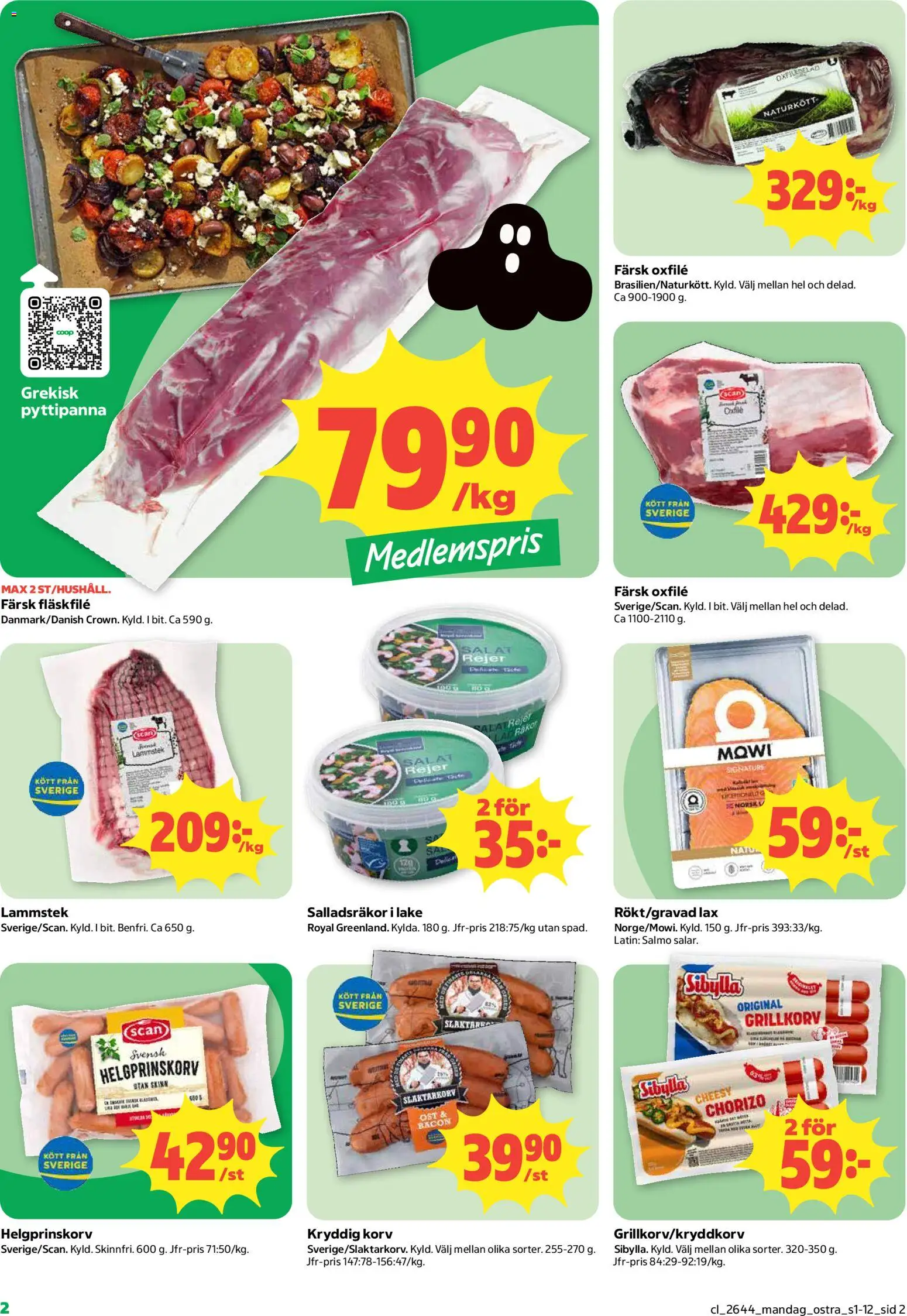 Coop Daglivs reklamblad aktuell från 26/10/2026 | Sida: 2 | Produkter: Bacon, Lax, Fläskfilé, Oxfilé