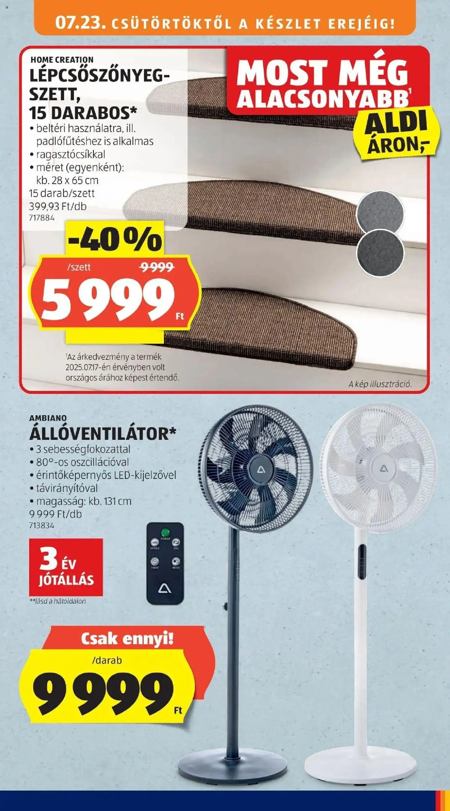Aldi akciós ujság - amely érvényes a következő dátumtól: 2026.07.18. | Oldal: 43 | Termékek: Lépcsőszőnyeg