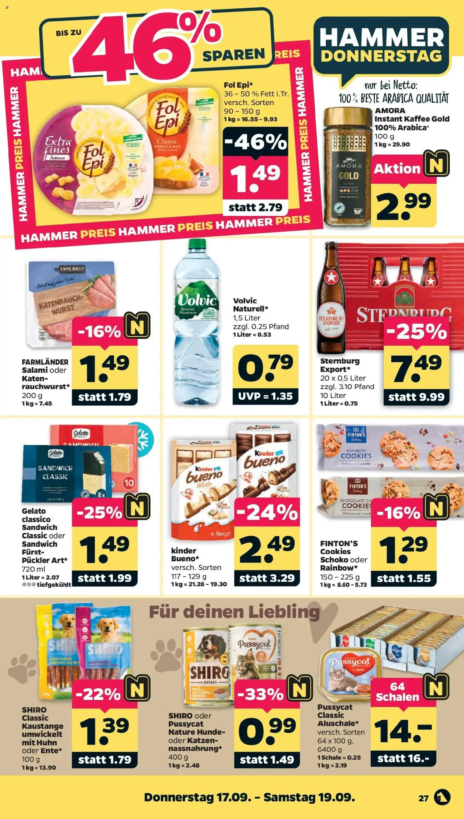 Netto Aktueller Prospekt ab 14.09.2026 → Angebote nächste Woche | Seite: 31 | Produkte: Kaffee, Salami, Reis, Volvic