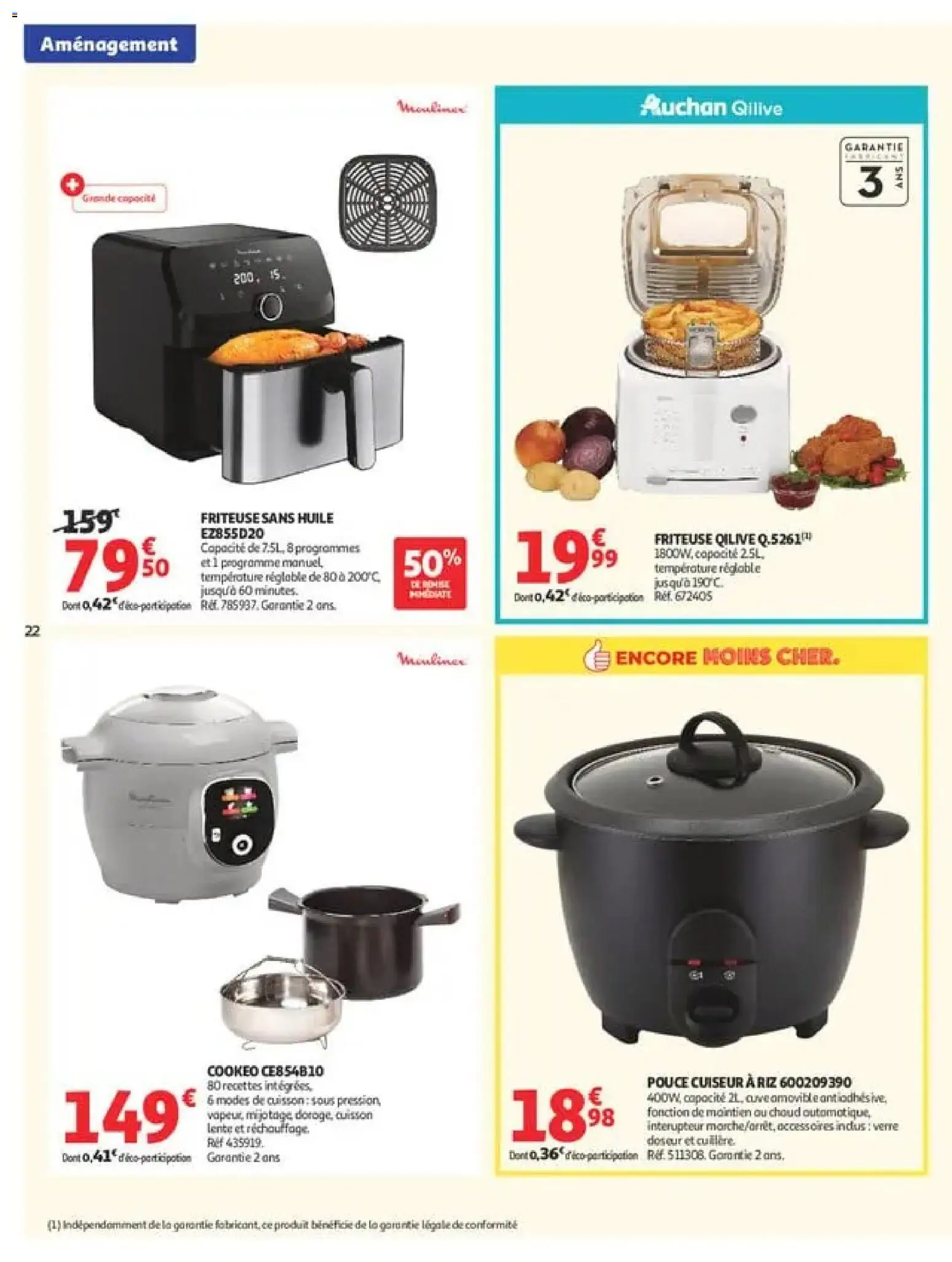 {H1} | Page: 22 | Produits: Friteuse sans huile, Air fryer, Cuillère, Riz