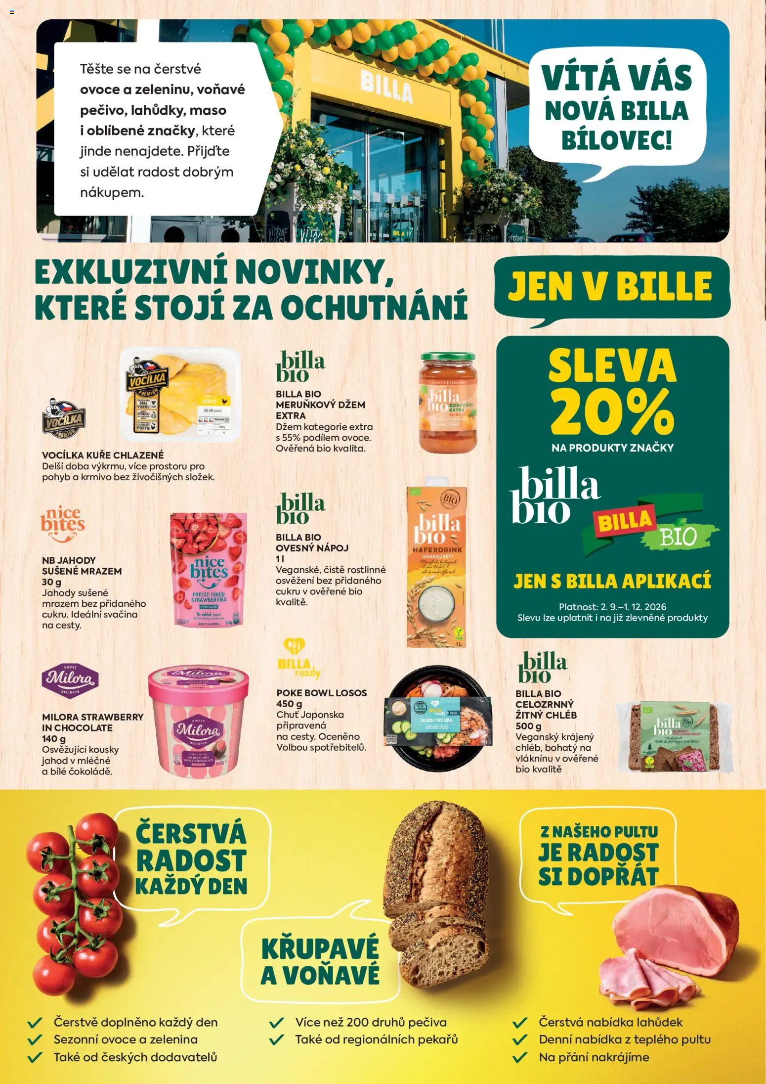 Billa leták - Bílovec od 16.09.2026 | Strana: 2 | Produkty: Ovoce, Ovesný nápoj, Losos, Kuře