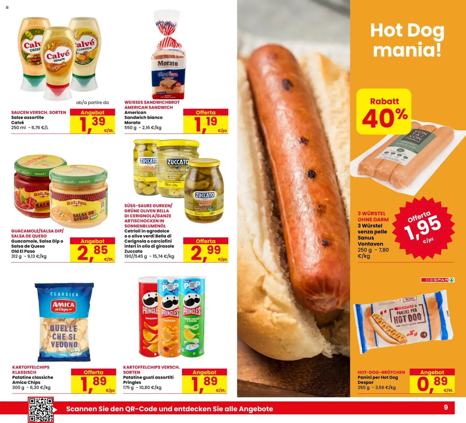 Volantino Eurospar del 06/08/2026 | Pagina: 9 | Prodotti: Cetrioli, Salsa, Olio di girasole, Salse
