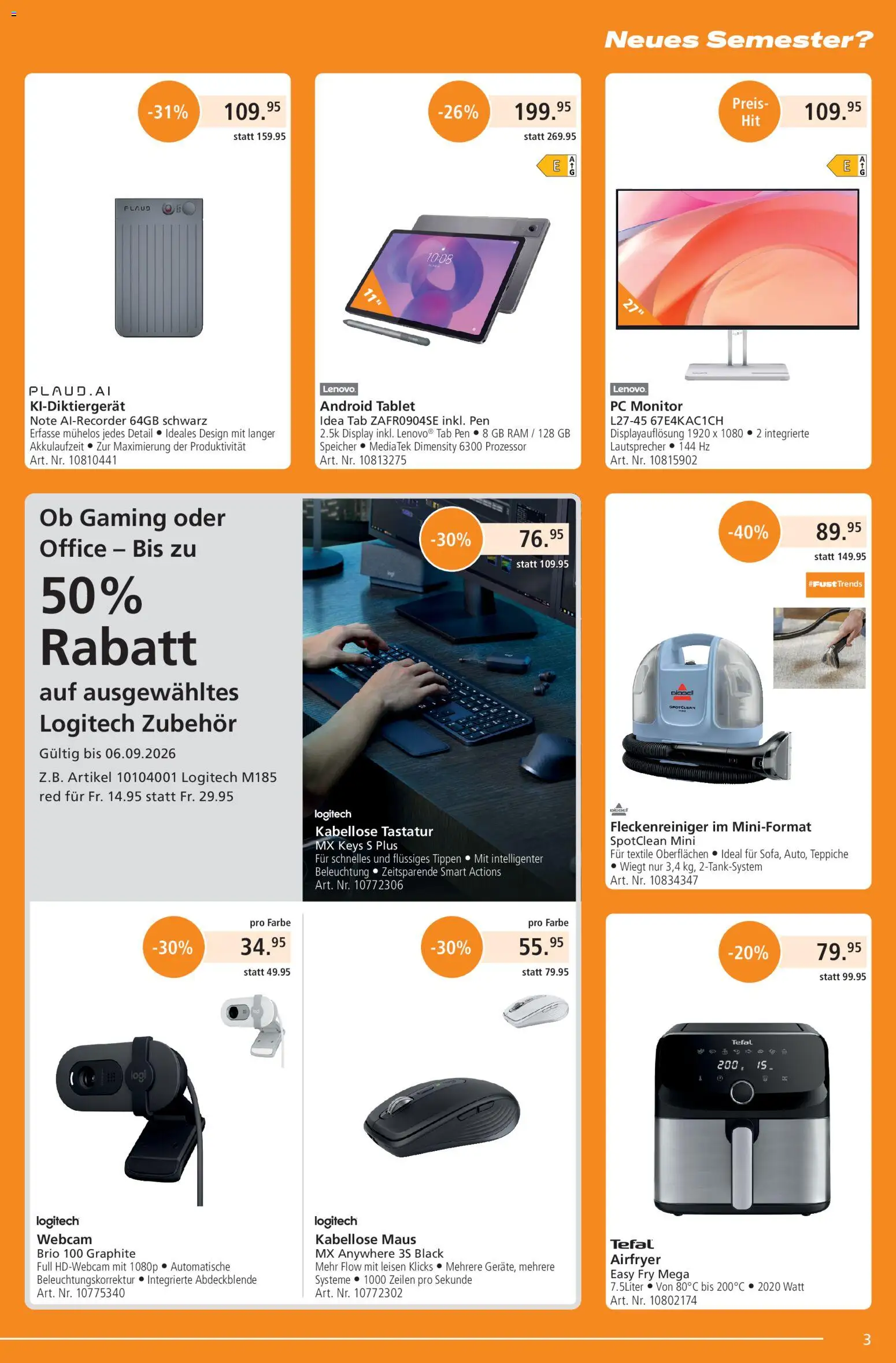 Fust aktionen – gültig ab 24.08.2026 | Seite: 3 | Produkte: Monitor, Pc, Tablet, Tastatur