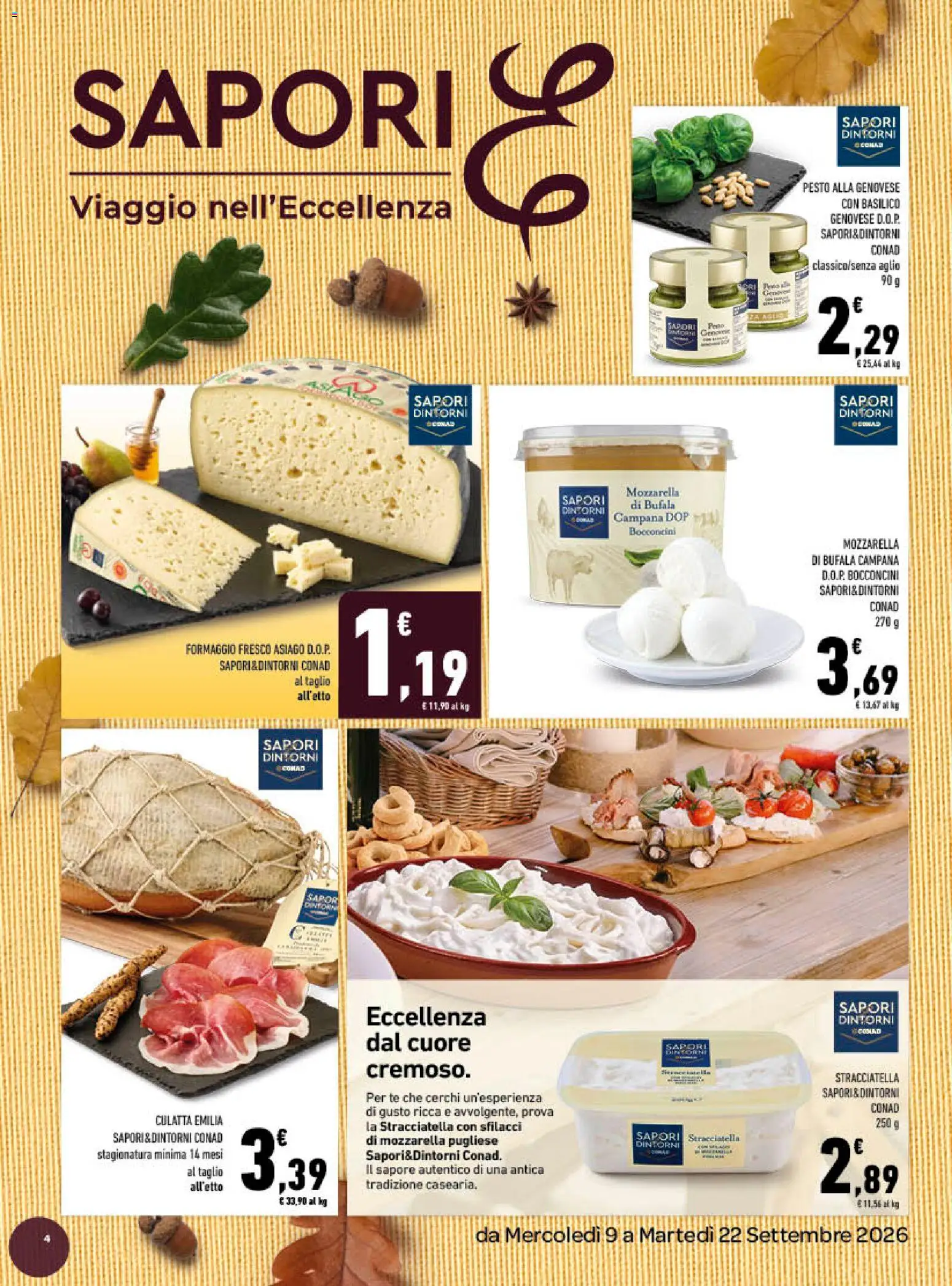 Volantino Conad del 09/09/2026 | Pagina: 4 | Prodotti: Tè, Mozzarella, Mozzarella di bufala, Stracciatella