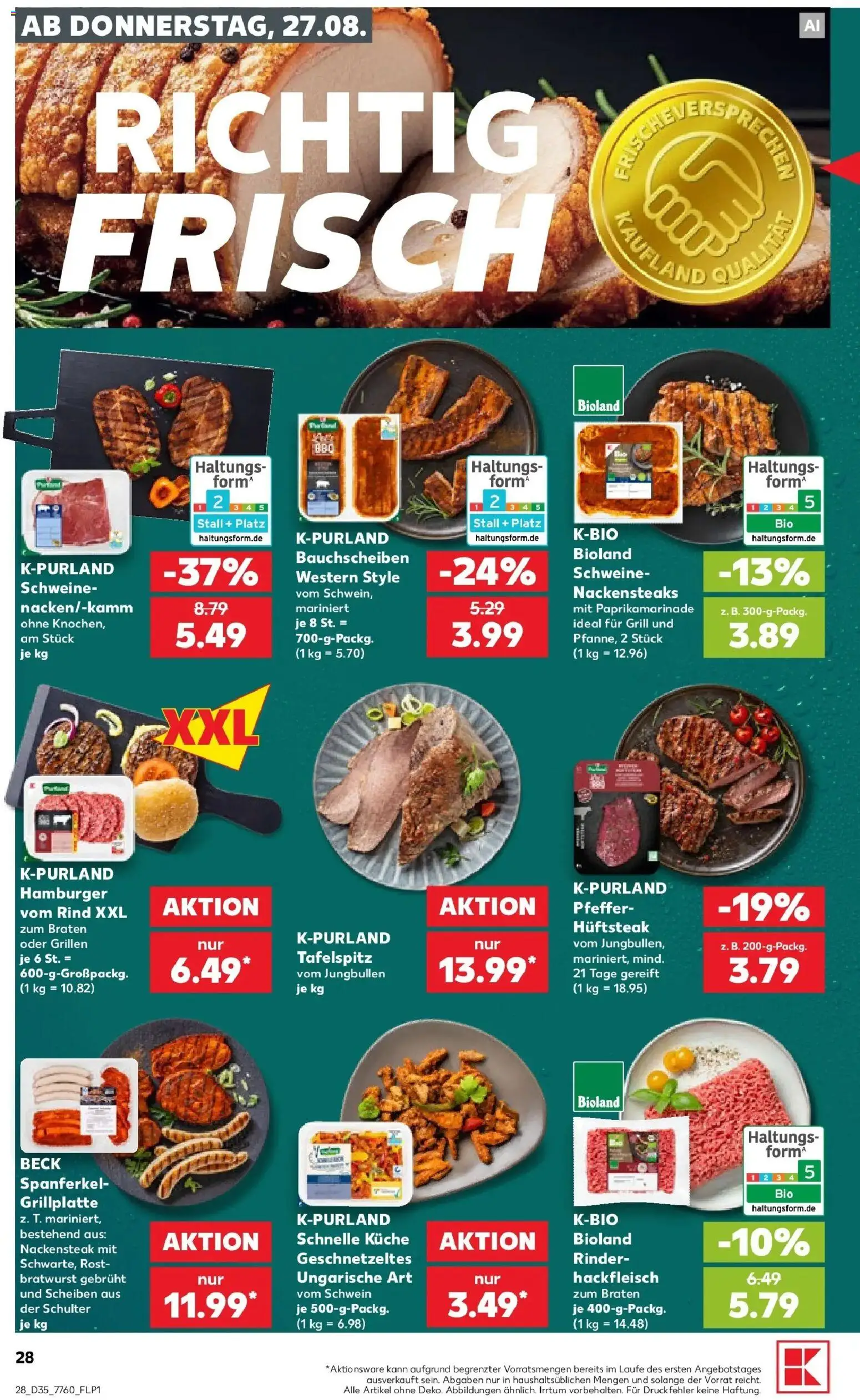 Prospekt Kaufland ab 24.08.2026 » Angebote Online zum Blättern | Seite: 39 | Produkte: Nackensteaks, Grill, Schulter, Hackfleisch