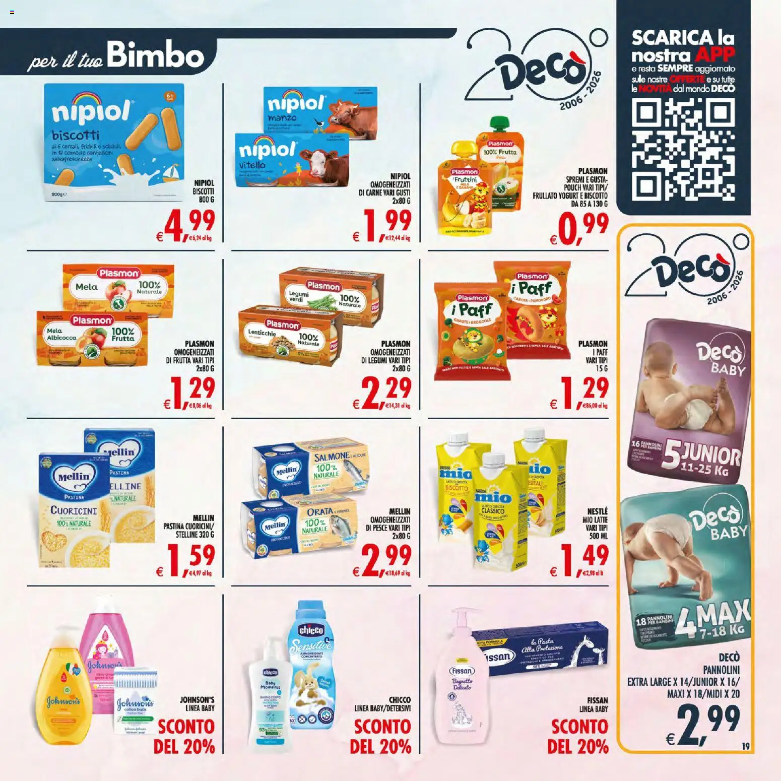 Volantino Decò del 10/07/2026 | Pagina: 19 | Prodotti: Pannolini, Pesce, Carota, Pomodoro