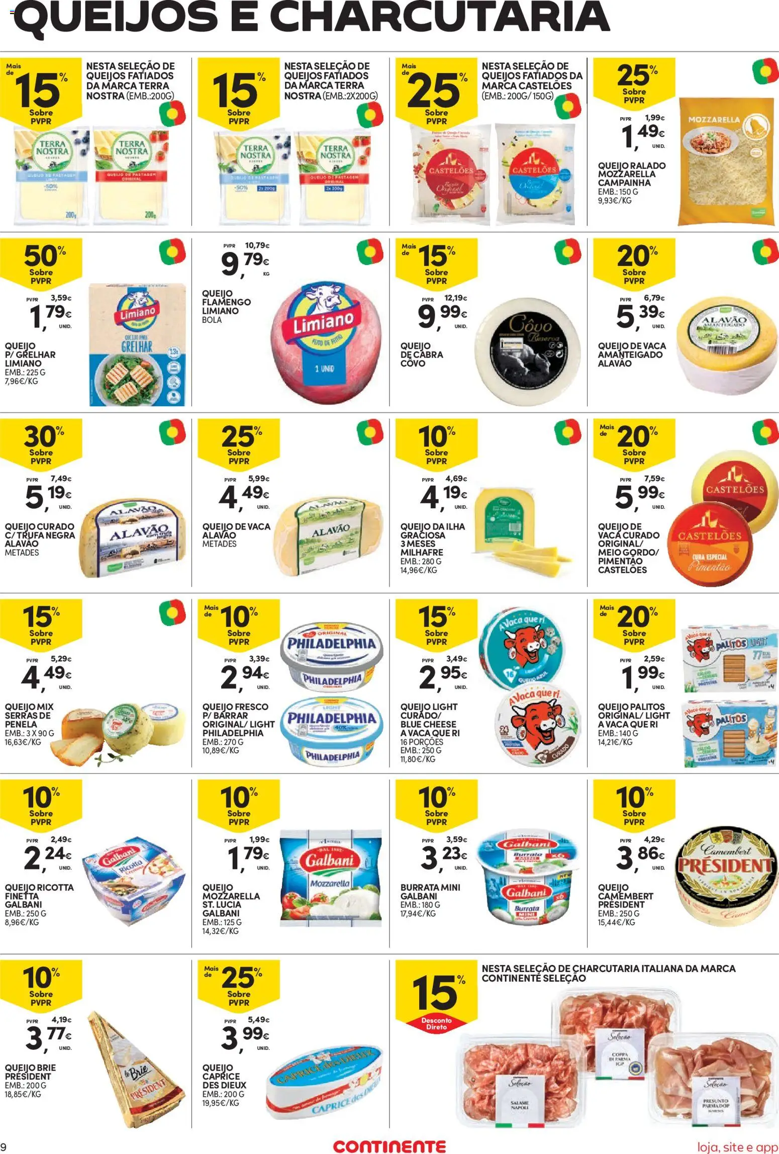 Continente Semanal Continente Bom Dia │ válido de 04/08/2026 | Página: 9 | Produtos: Campainha, Queijo, Salame, Presunto