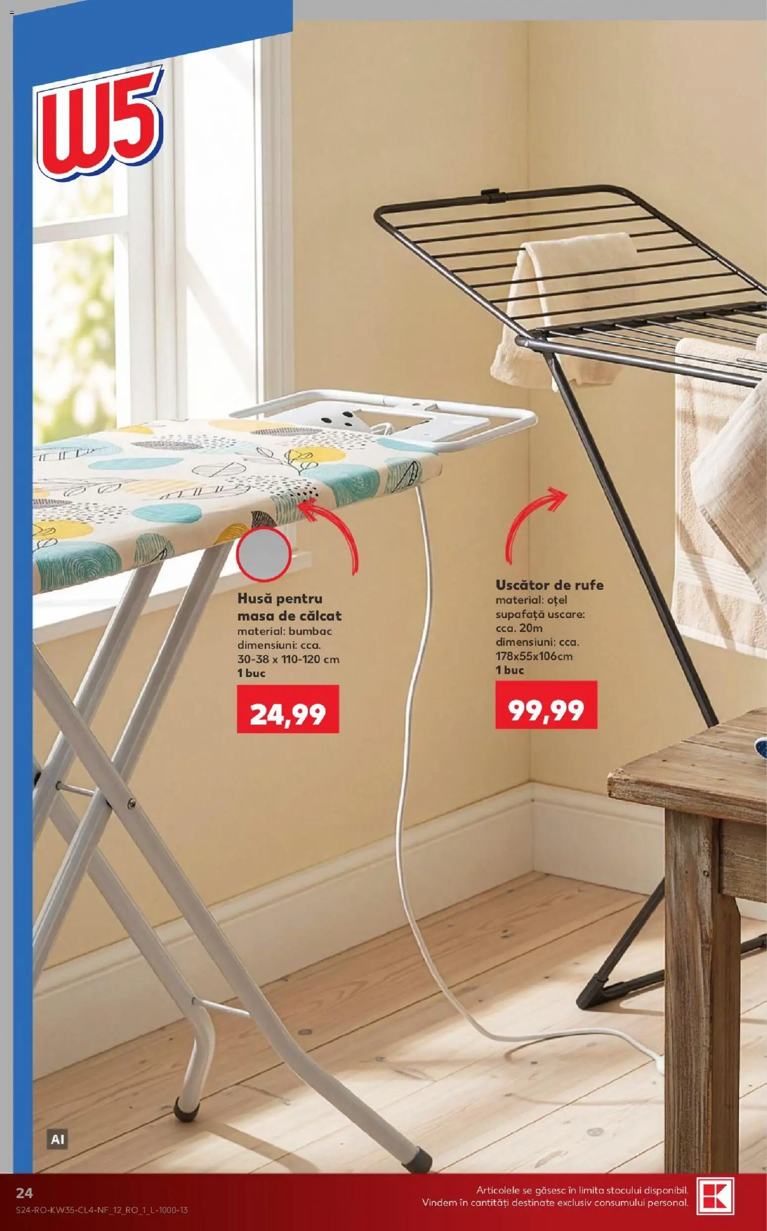 Noul catalog Kaufland – valabil de la 26.08.2026 | Pagină: 24 | Produse: Uscător, Uscător de Rufe, Masă, Masă de călcat