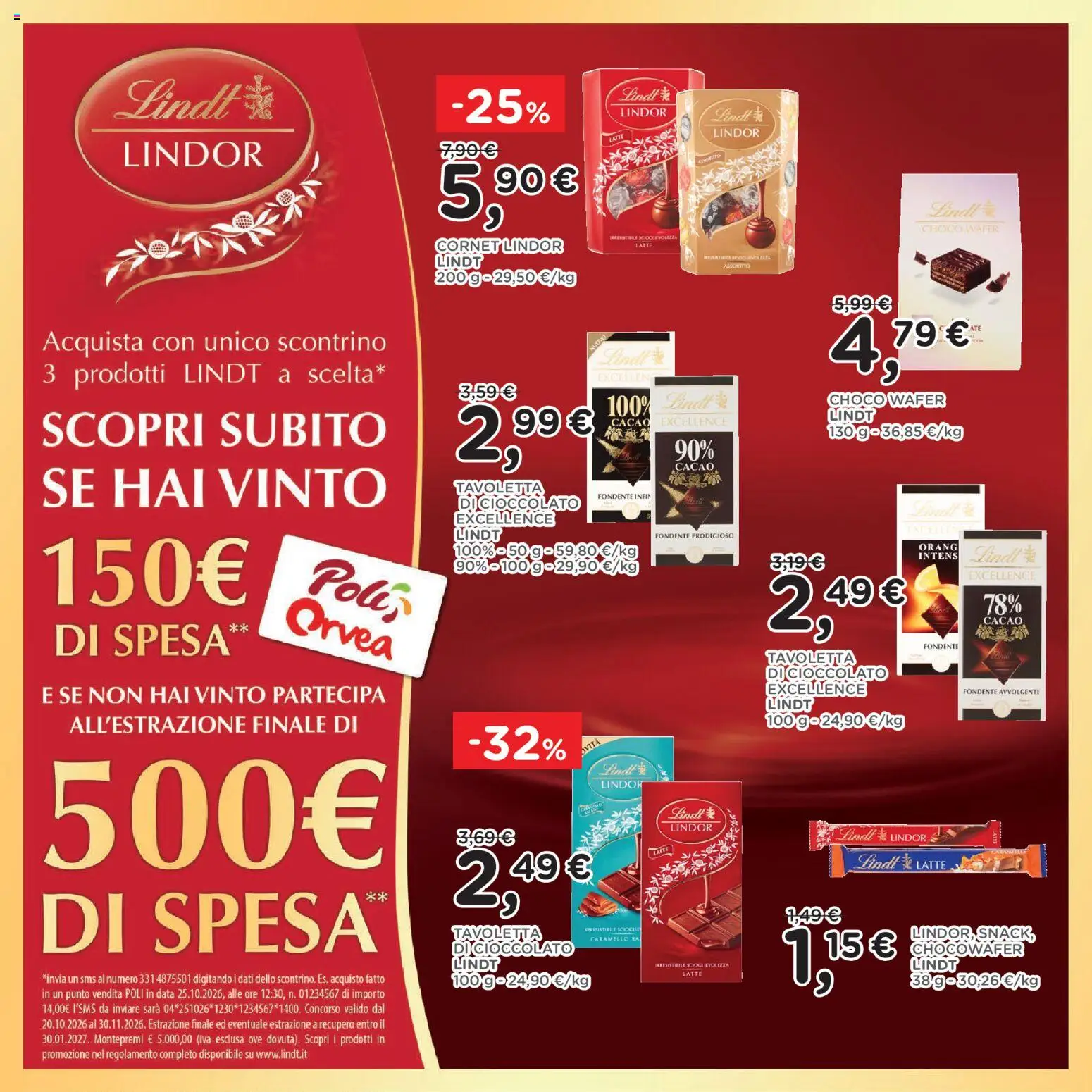 Volantino Poli del 28/10/2026 | Pagina: 19 | Prodotti: Cioccolato, Lindt, Cacao, Tavoletta