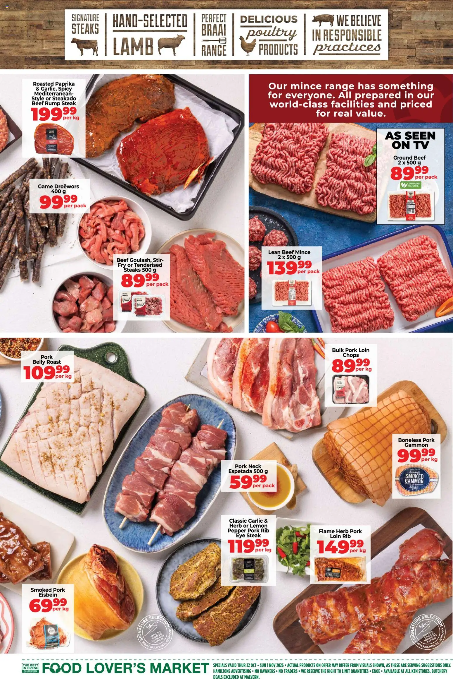 New Food Lover's Market catalogue – valid from 22/10/2026 | Page: 9 | Products: Rump steak, TV, Poultry, Pork