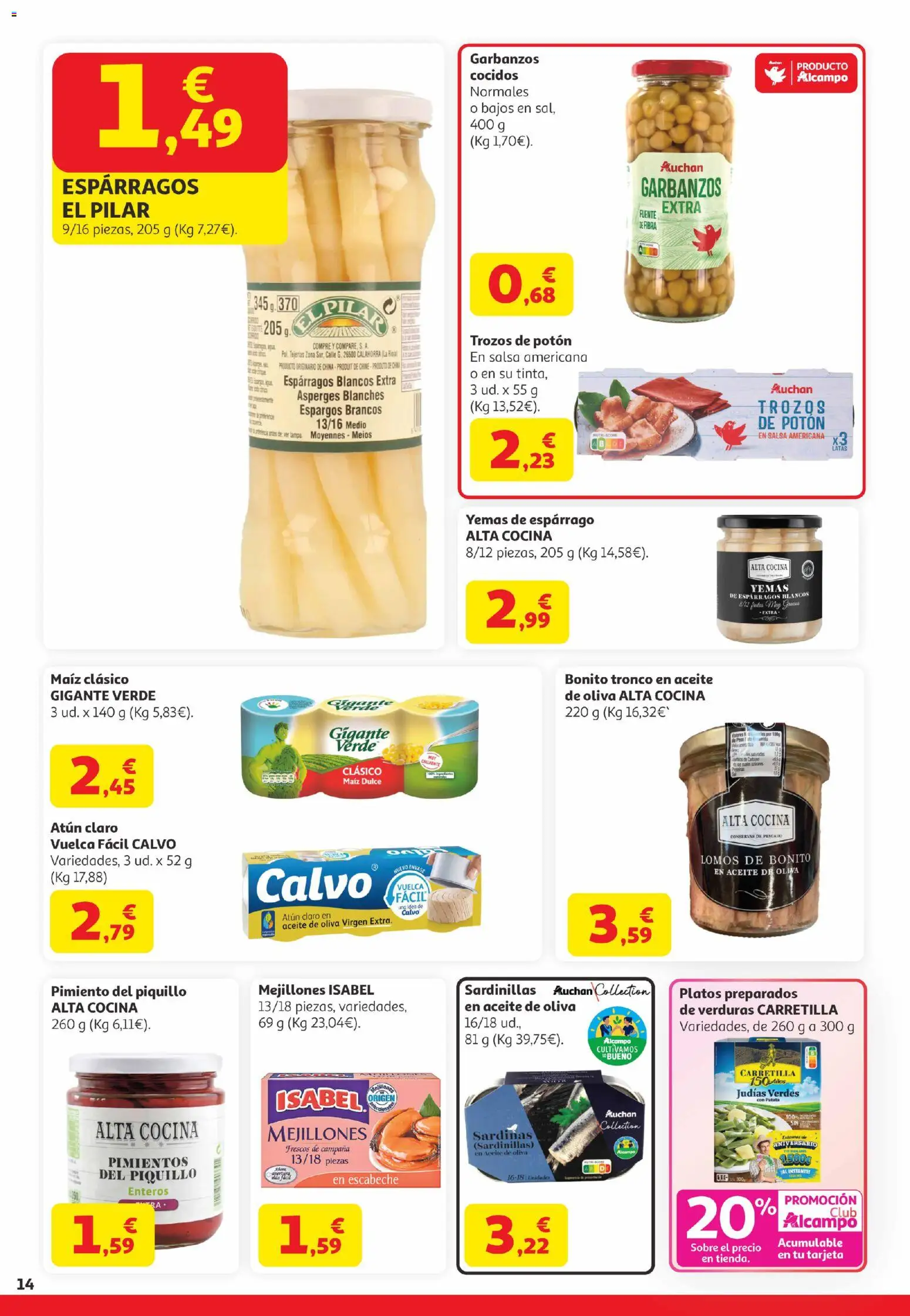 Alcampo Canarias │ válido desde el 21.04.2026 | Página: 14 | Productos: Sardinillas, Pescado, Κάδος απορρυμάτων, Aceite de oliva