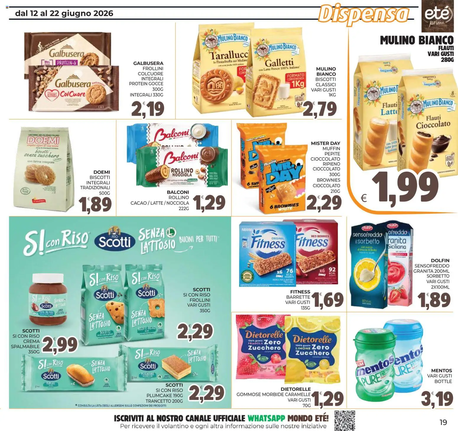 Volantino Eté del 12.06.2026 | Pagina: 19 | Prodotti: Cioccolato, Zucchero, Latte, Frollini