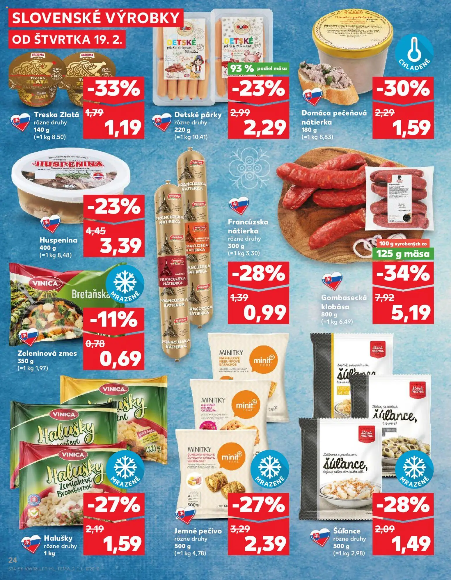 Kaufland SK akciós ujság - amely érvényes a következő dátumtól: 2026.02.19. | Oldal: 24 | Termékek: Sonka, Sajt