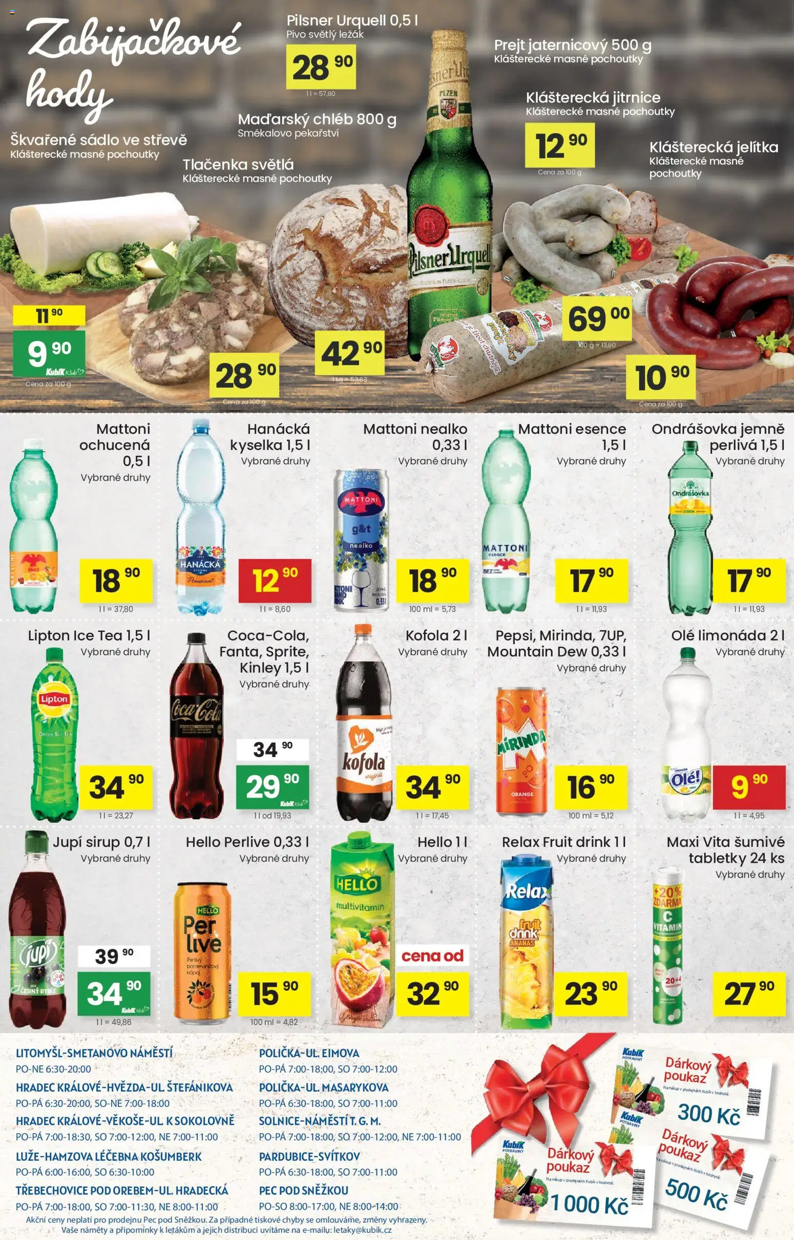 Kubík leták od 20.10.2026 | Strana: 4 | Produkty: Mirinda, Kofola, Pilsner Urquell, Ice tea