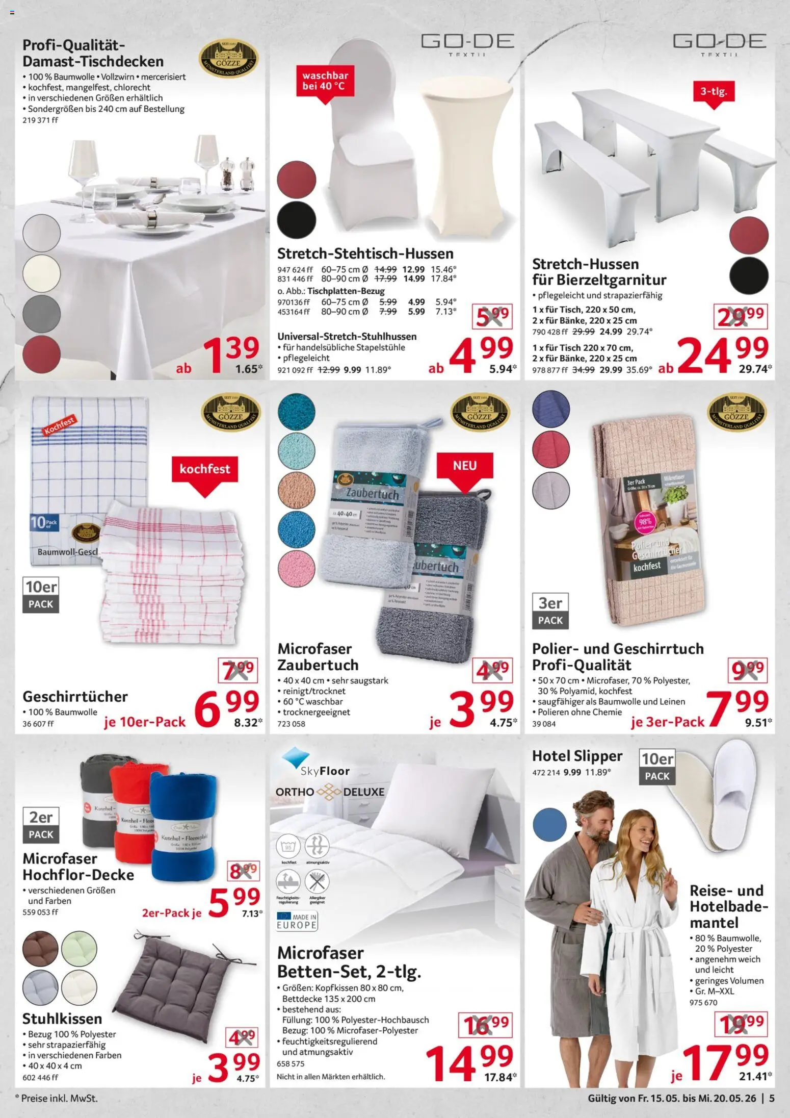 Selgros Non Food – gültig ab 15.05.2026 | Seite: 5 | Produkte: Tisch, Bettdecke, Kopfkissen, Mantel