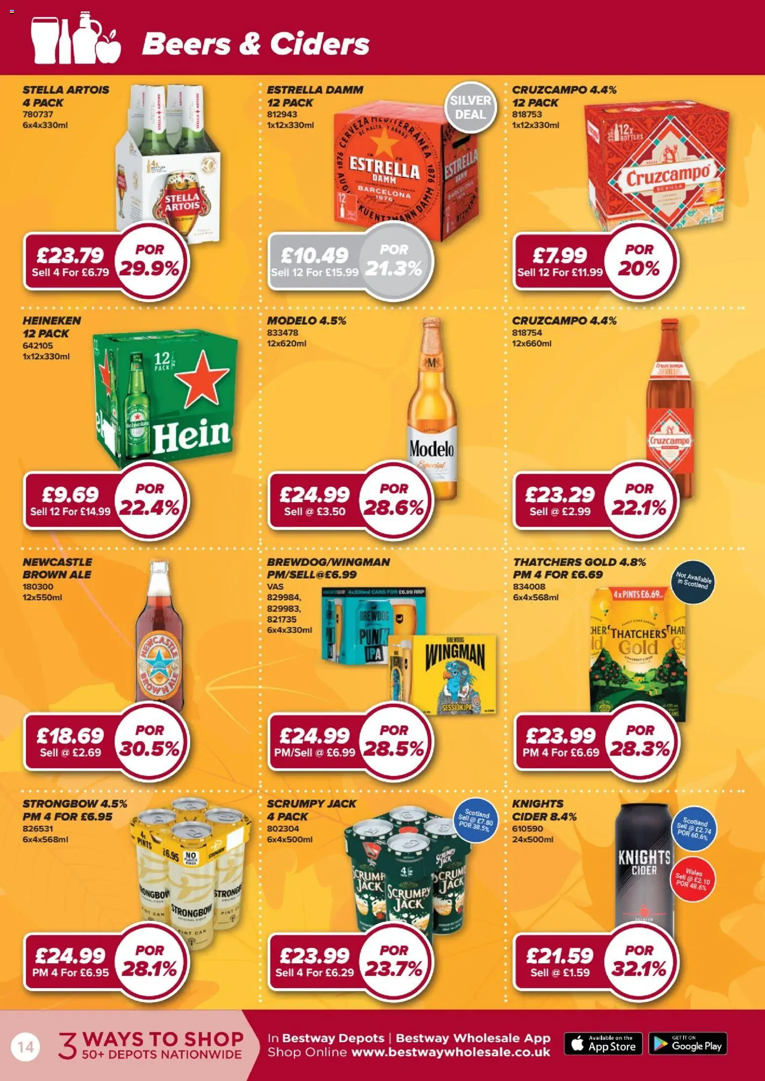 {H1} | Page: 14 | Products: Strongbow, Cider, Hat, Heineken