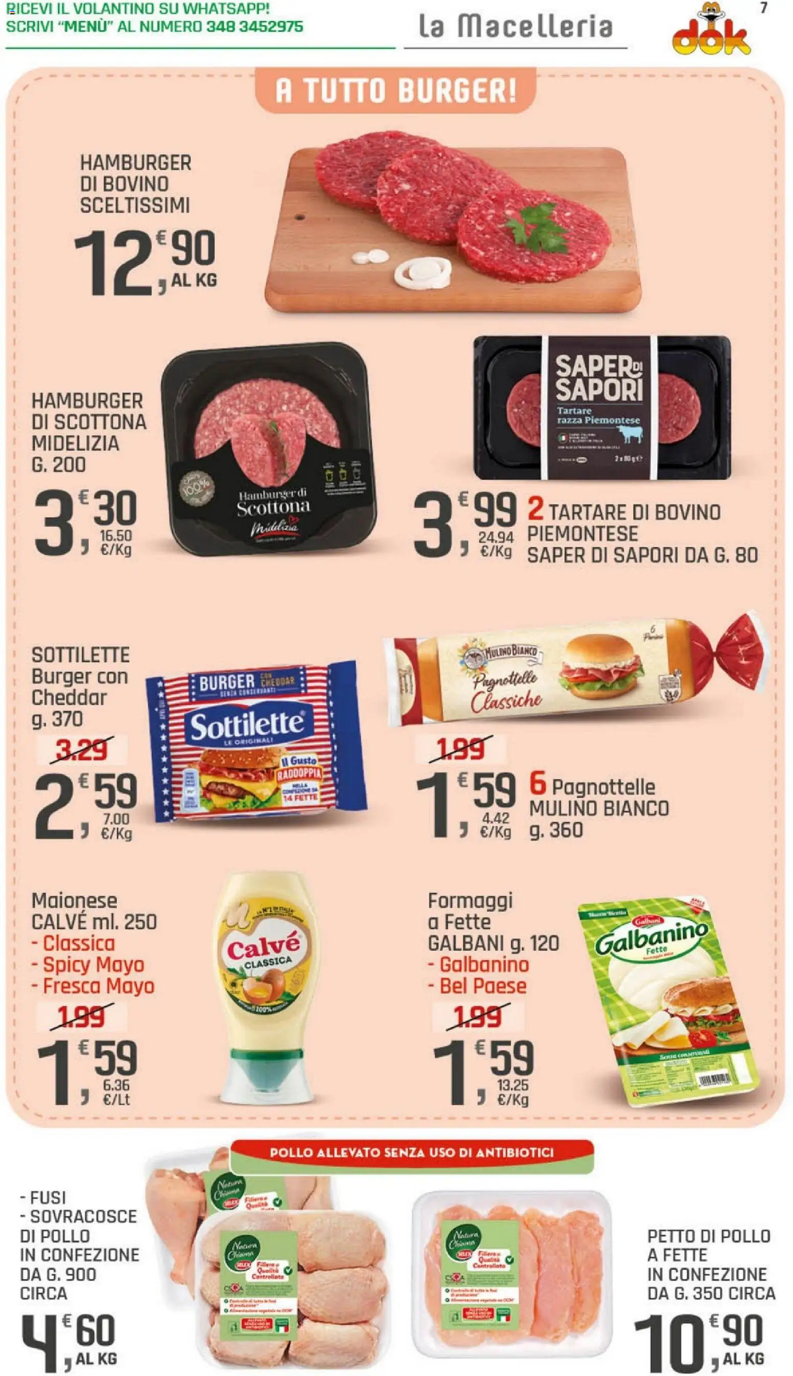 Volantino DOK del 15.05.2026 | Pagina: 7 | Prodotti: Bovino, Pollo, Maionese, Hamburger