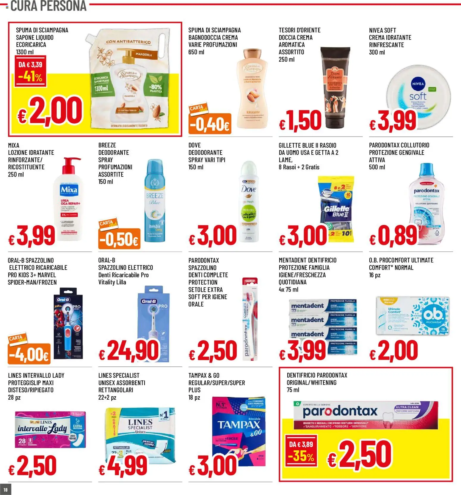Volantino Galassia del 16/07/2026 | Pagina: 18 | Prodotti: Deodorante, Dentifricio, Collutorio, Latte