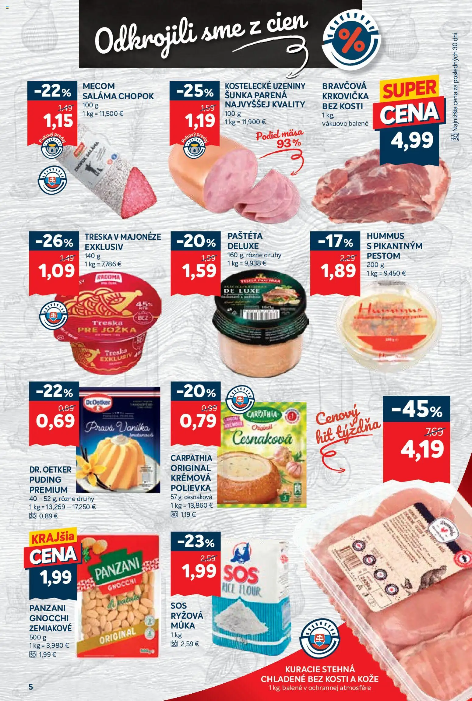 Nové Kraj akcie – leták je platný od 22.10.2026 | Strana: 9 | Produkty: Šunka, Krkovička, Múka, Treska