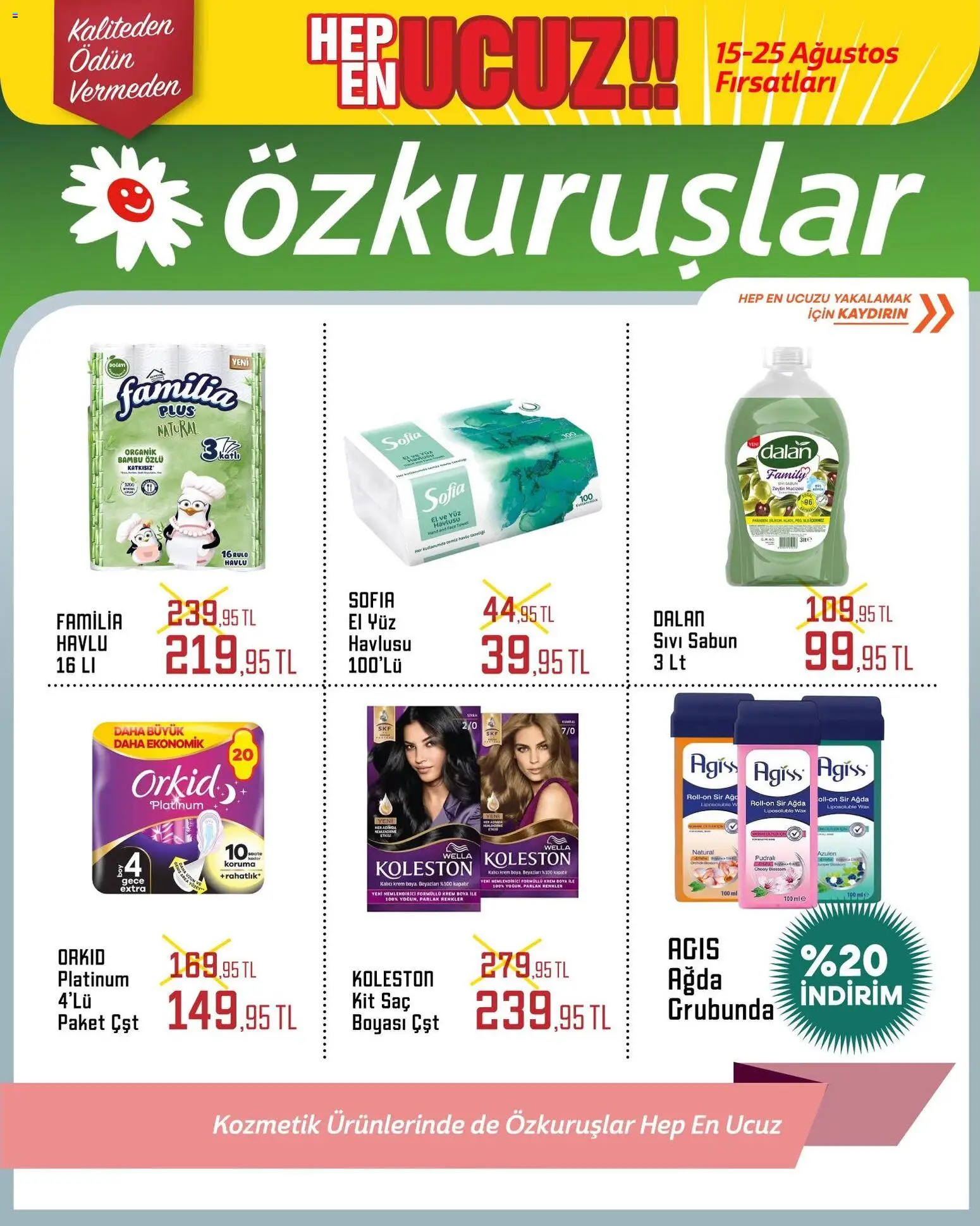 Özkuruşlar Katalog - 15 Ağustos 2026 tarihinden itibaren geçerlidir | Sayfa: 1 | Ürünler: Krem, Sabun, Zeytin