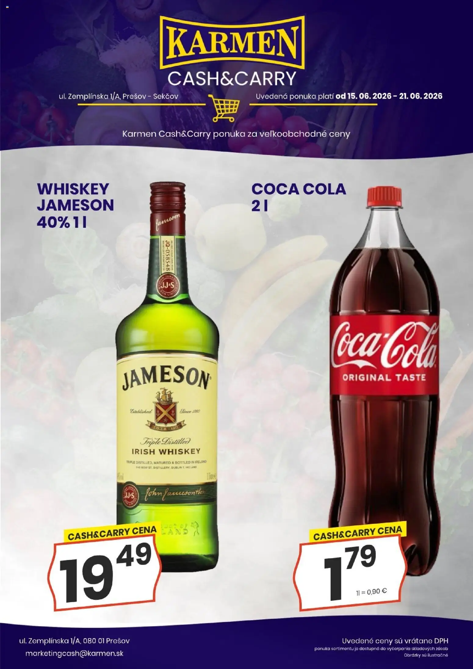 Nové KARMEN CBA akcie – leták je platný od 15.06.2026 | Strana: 1 | Produkty: Jameson, Coca cola, Cola