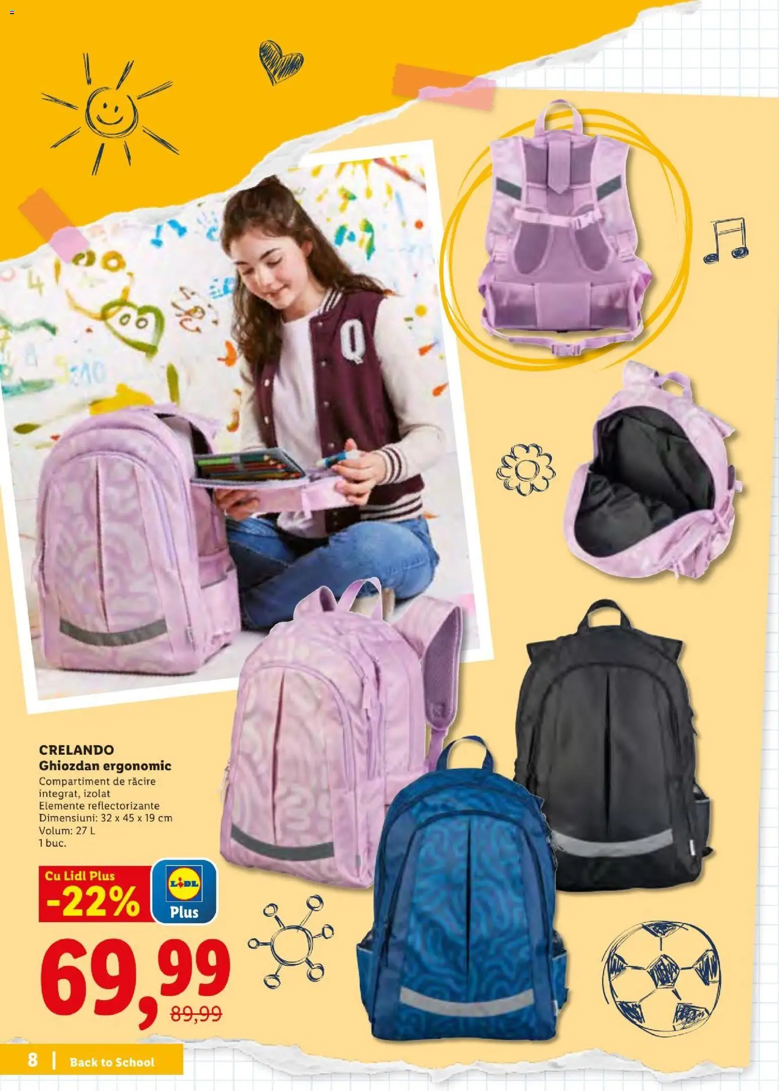 Noul catalog Lidl – valabil de la 10.08.2026 | Pagină: 8 | Produse: Ghiozdan