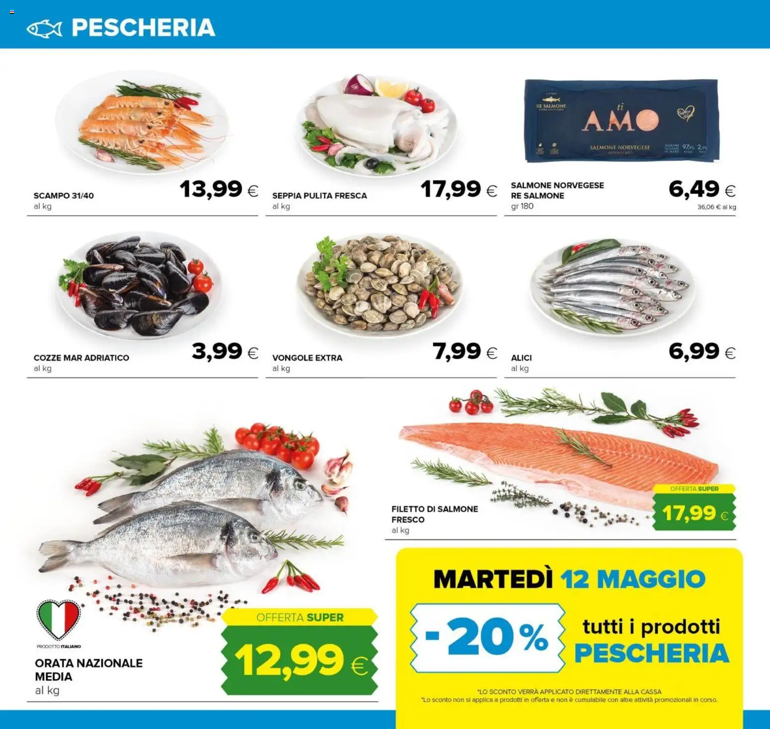 Volantino Oasi del 07.05.2026 | Pagina: 12 | Prodotti: Salmone, Vongole, Orata, Alici