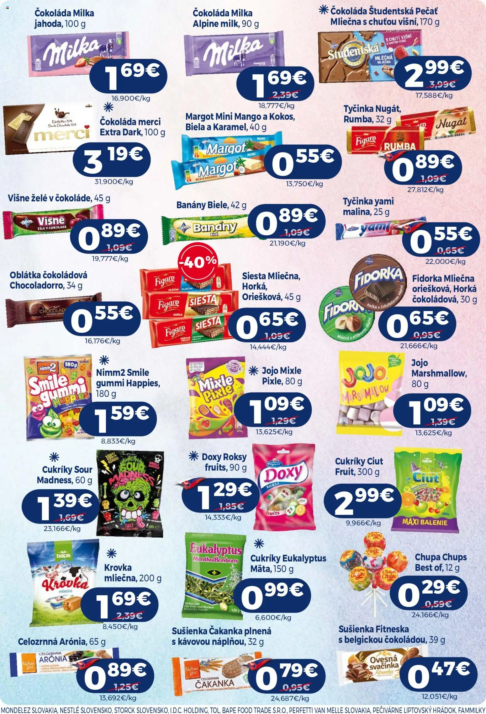 Nové Milk Agro akcie – leták je platný od 22.07.2026 | Strana: 10 | Produkty: Merci, Cukríky, Študentská pečať, Mango