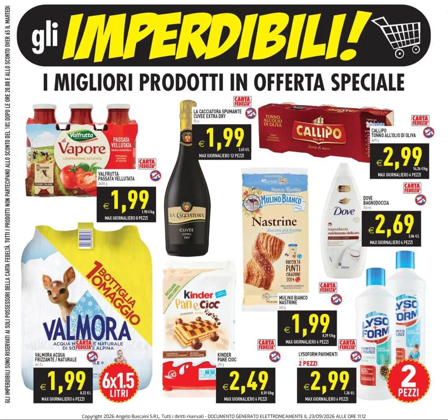 Volantino PIM Supermercati del 23/09/2026 | Pagina: 3 | Prodotti: Pane, Acqua, Spumante, Tonno