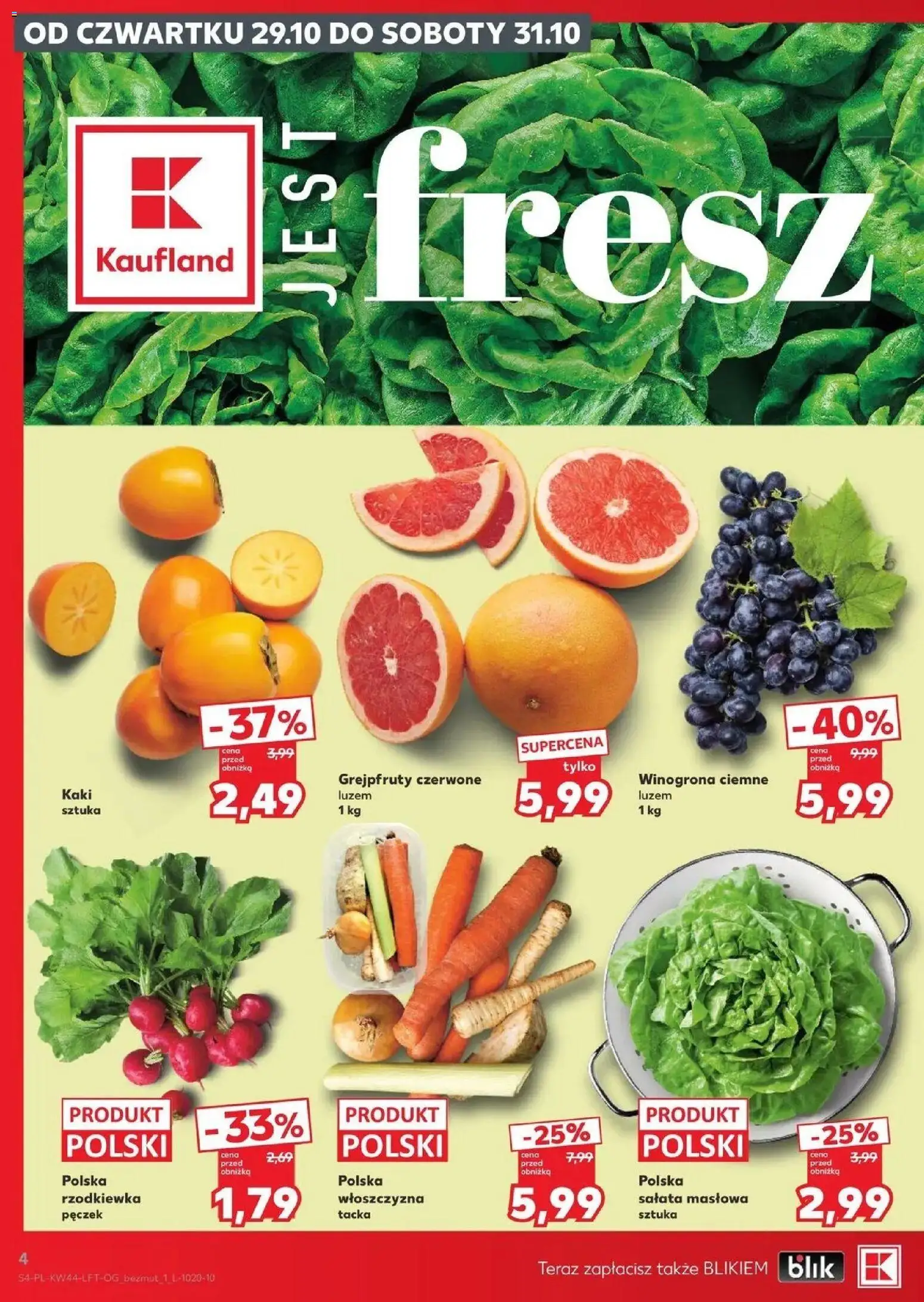 Kaufland aktualna gazetka od 29.10.2026 - od jutra PDF | Strona: 4 | Produkty: Kaki, Winogrona, Włoszczyzna, Sałata