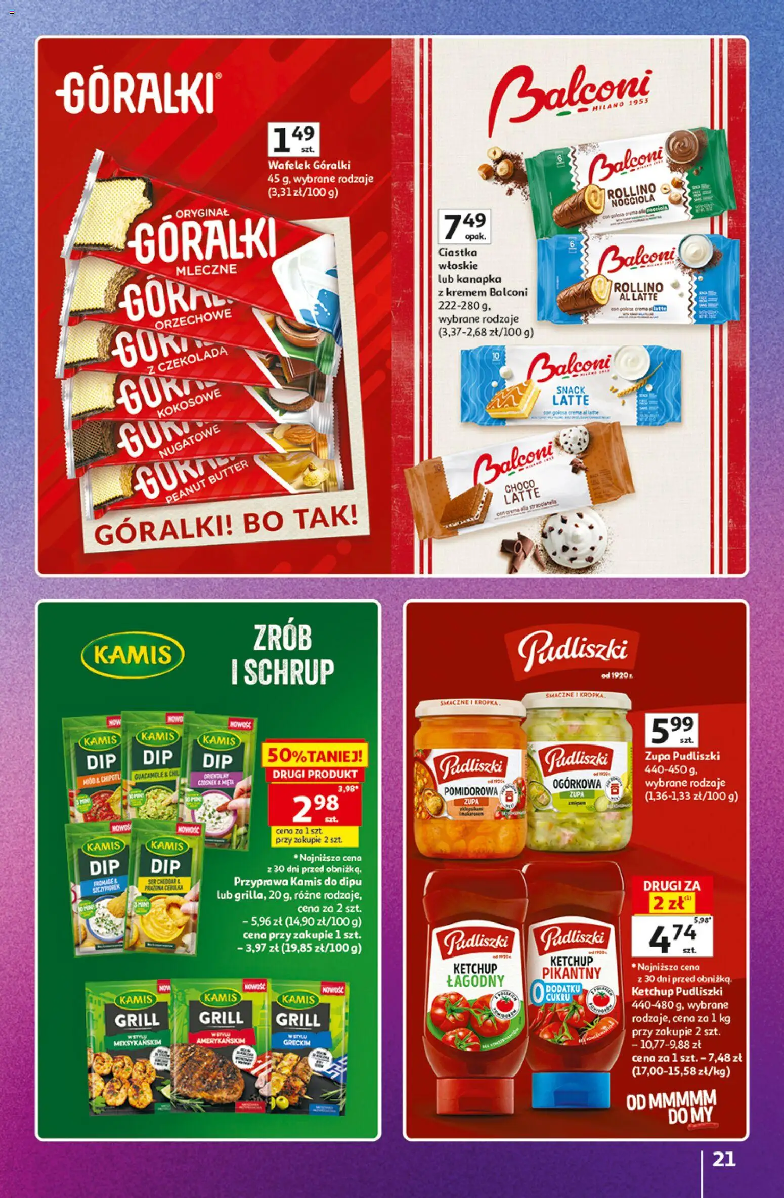 Auchan gazetka - Znane Marki Hipermarket od 11.06.2026 | Strona: 21 | Produkty: Ketchup, Grill, Zupa, Czekolada