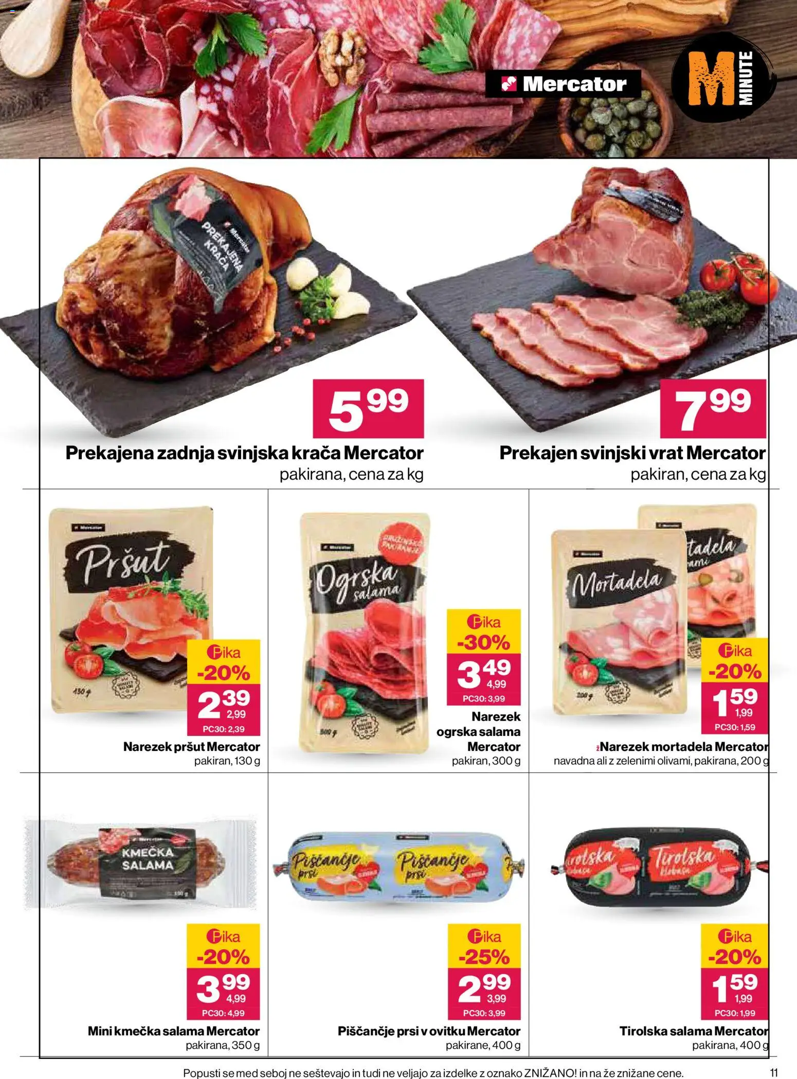 Novi Mercator katalog ponudbe – veljaven od 03.09.2026 | Stran: 11 | Izdelki: Pršut, Prsi v ovitku, Narezek, Salama