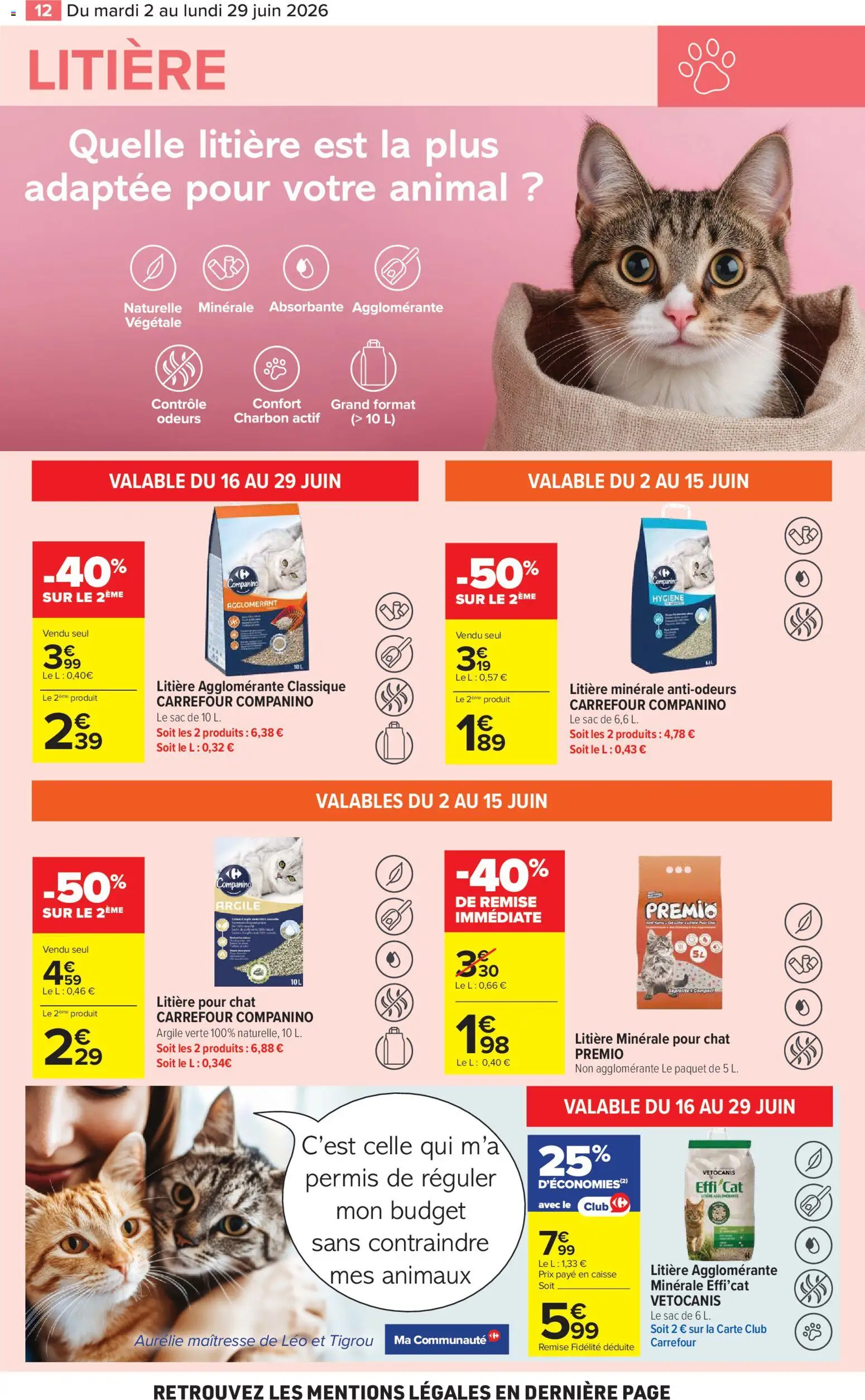 {H1} | Page: 12 | Produits: Litière agglomérante, Sac, Litière, Argile